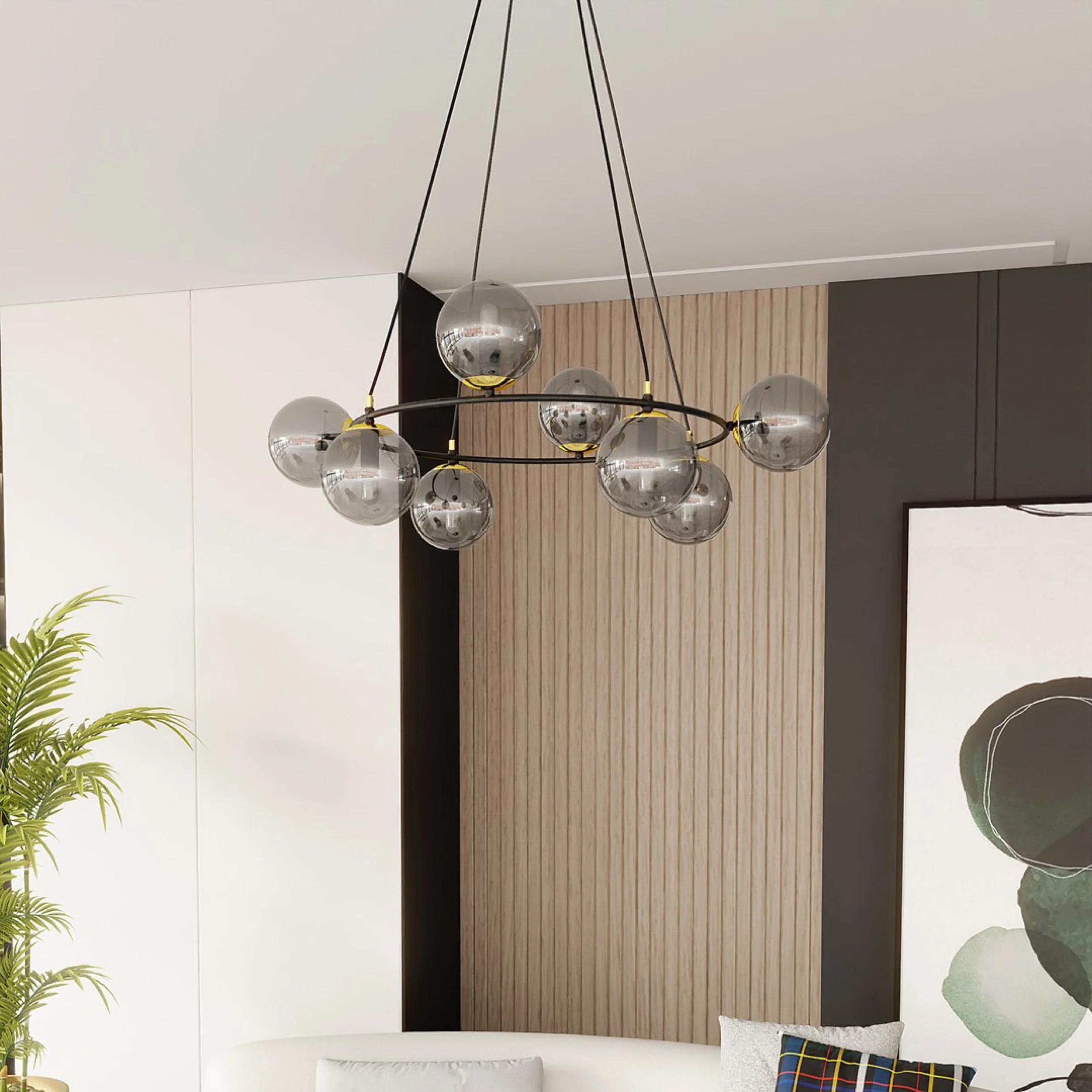 Lampa sufitowa Azura x8 czarno-szara - Image 3