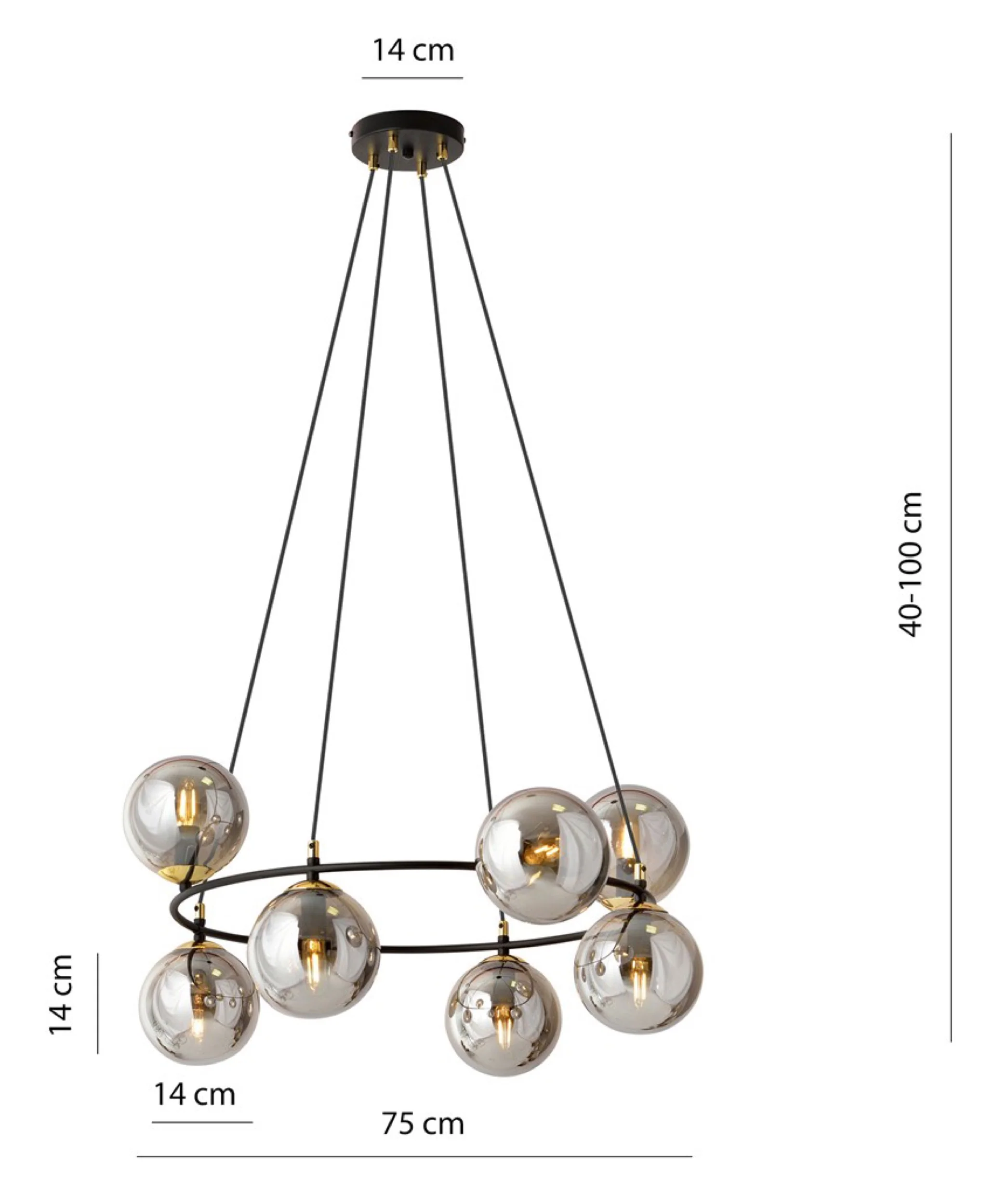 Lampa sufitowa Azura x8 czarno-szara - Image 7