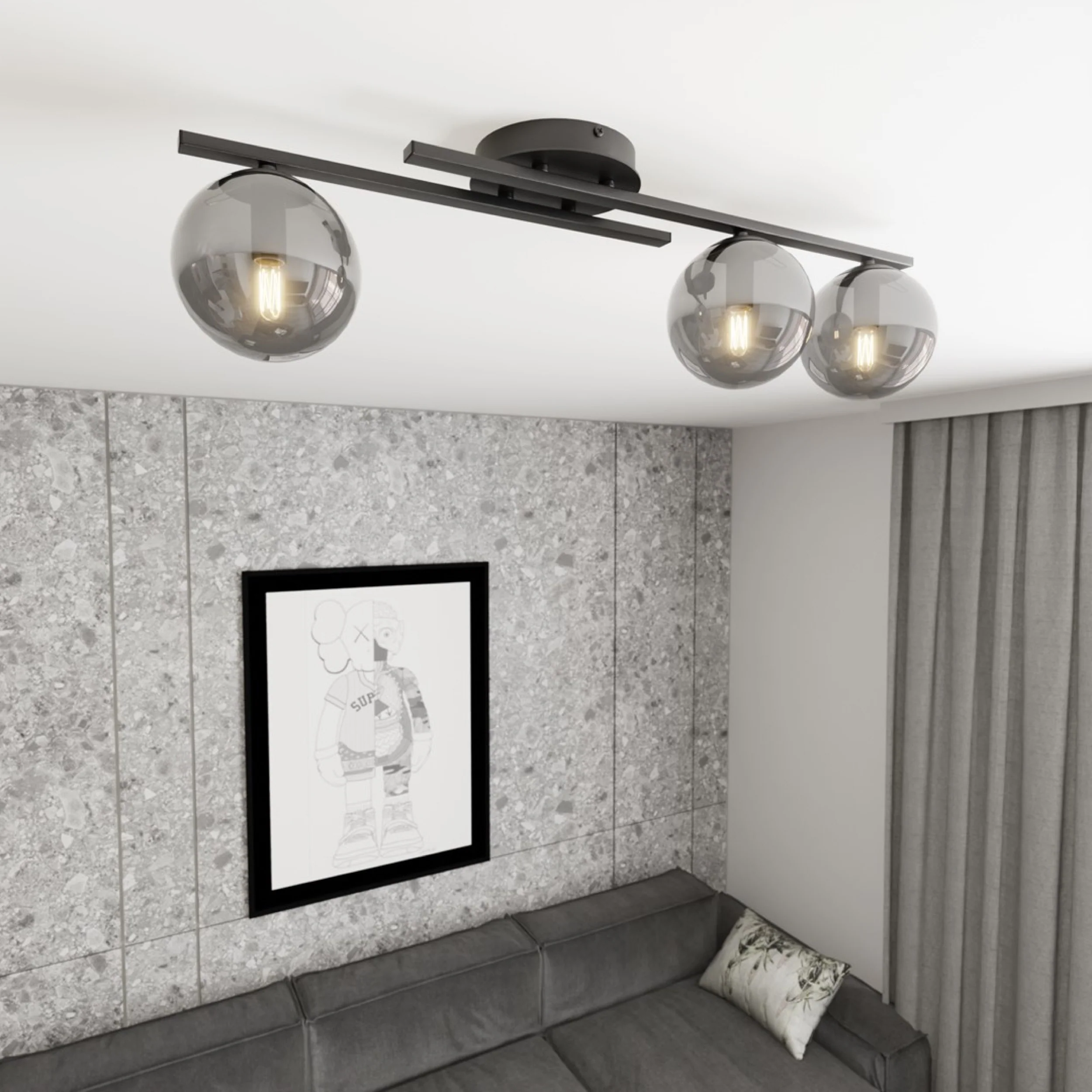 Lampa sufitowa Kairo x3 czarna - Image 2
