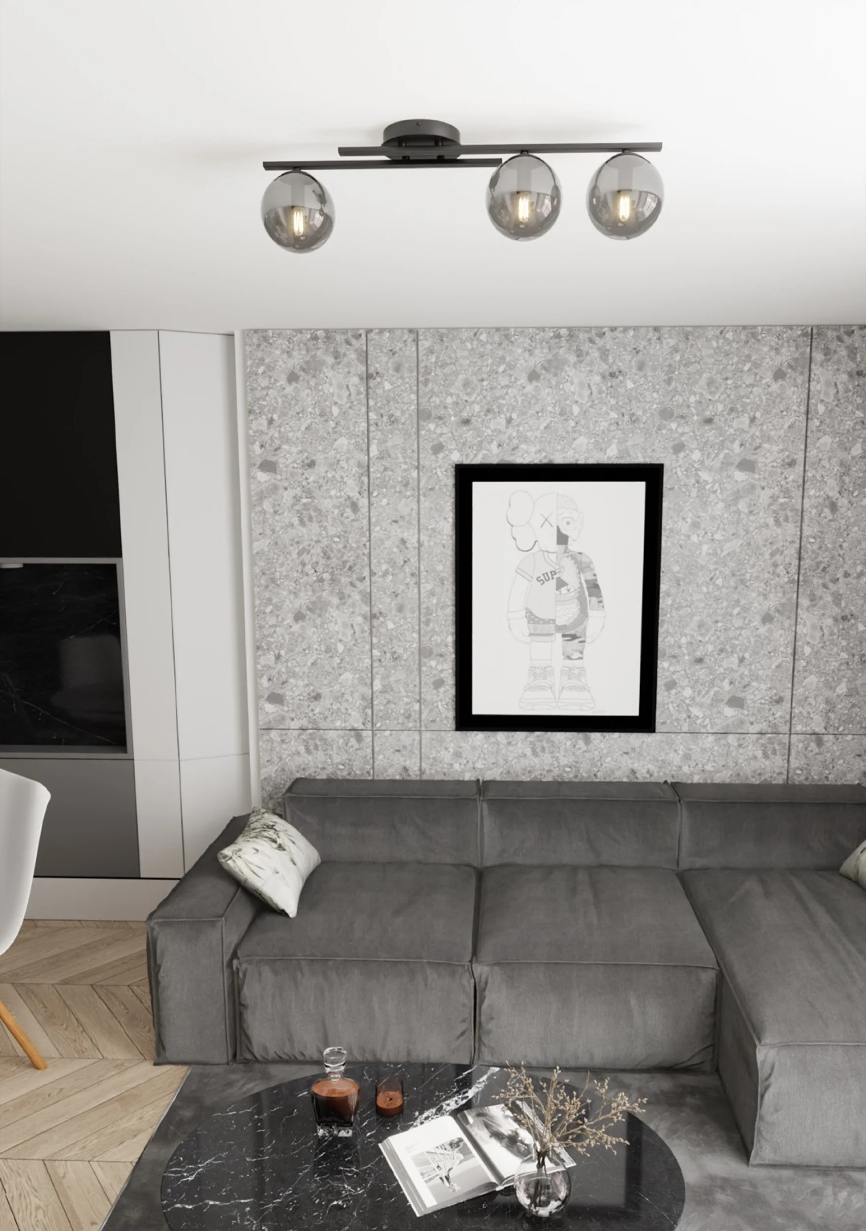 Lampa sufitowa Kairo x3 czarna - Image 4