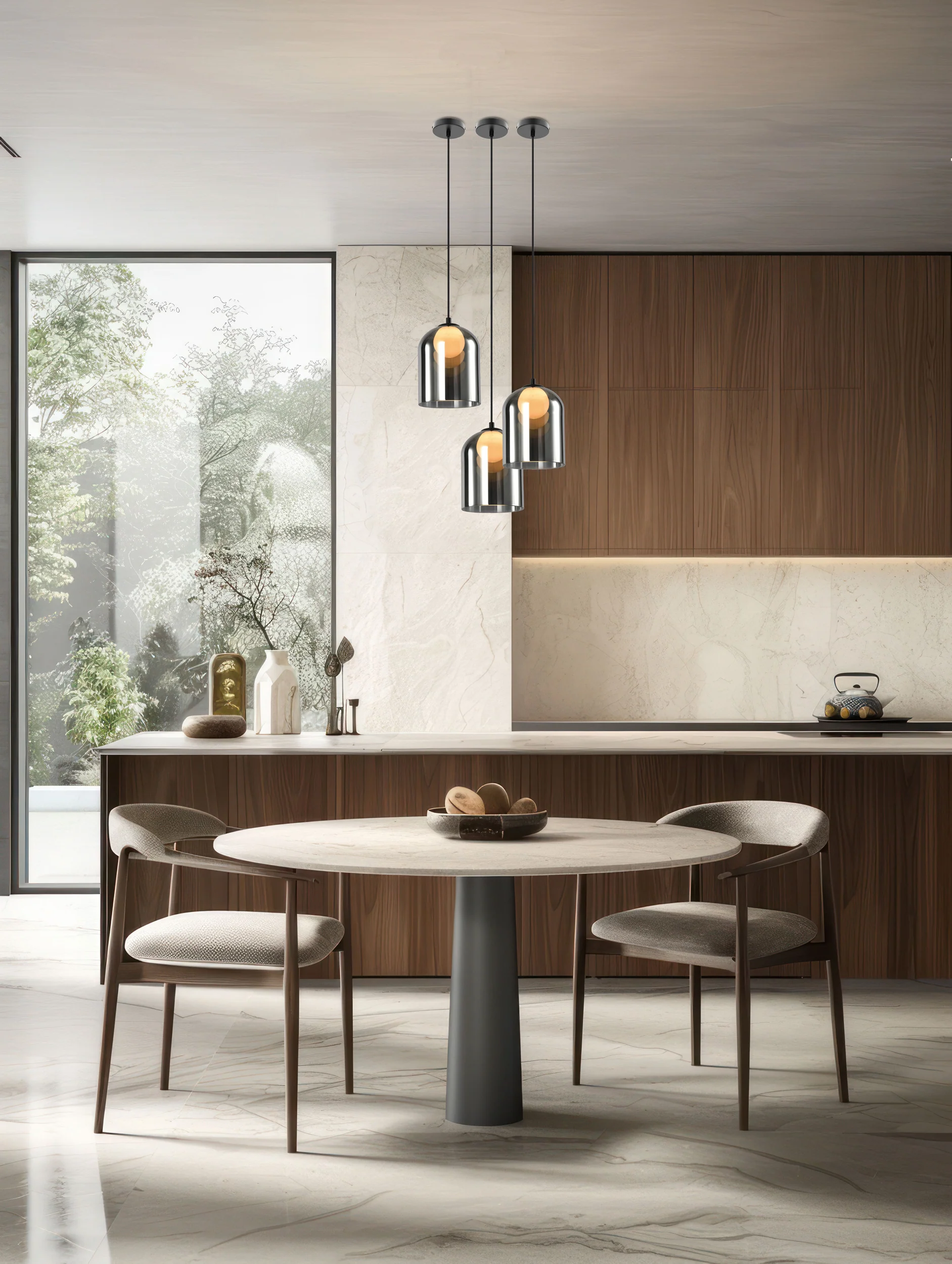 Lampa sufitowa Klea czarna G9 15W z dymiono-białym kloszem - Image 3