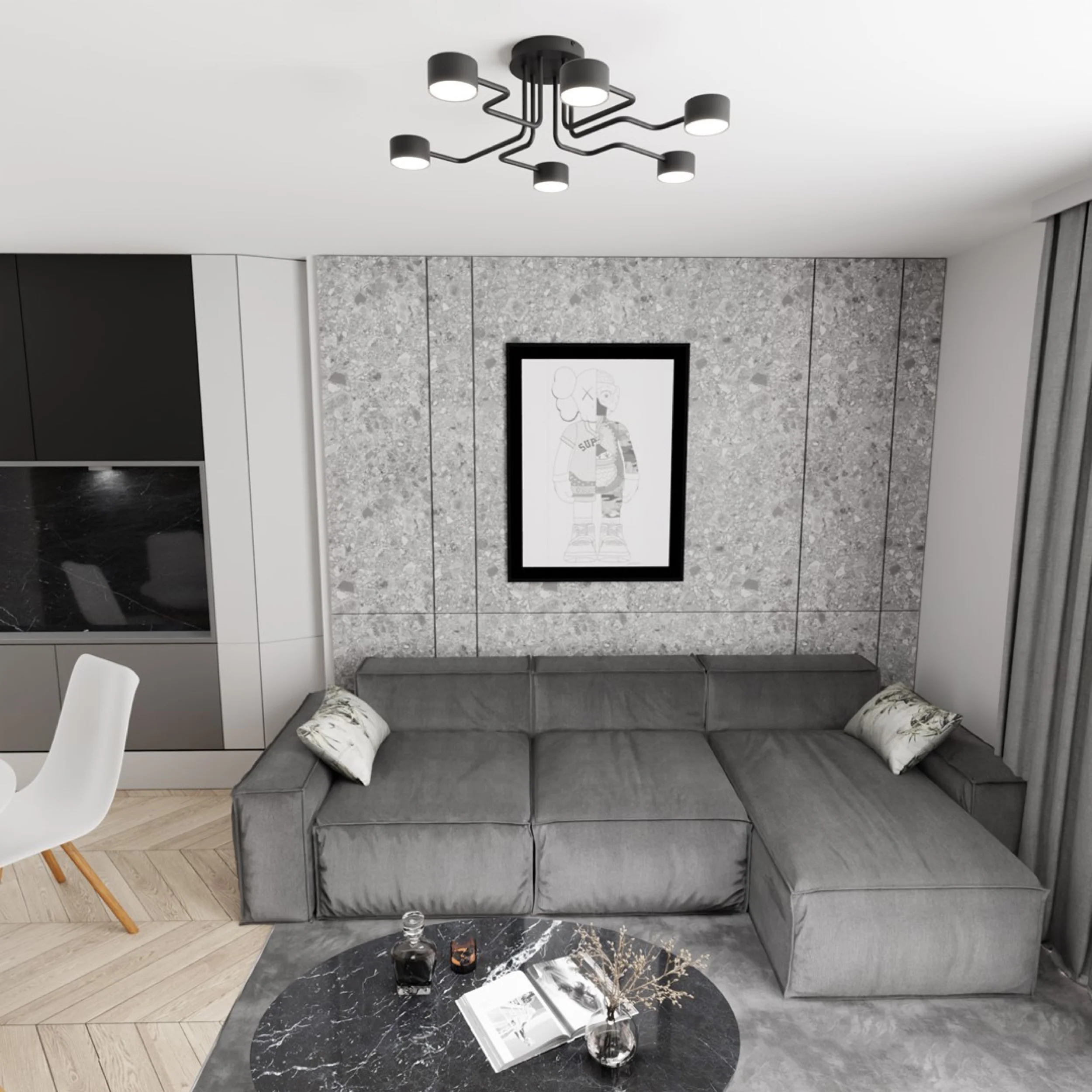 Lampa sufitowa Kurage x6 czarna - Image 3