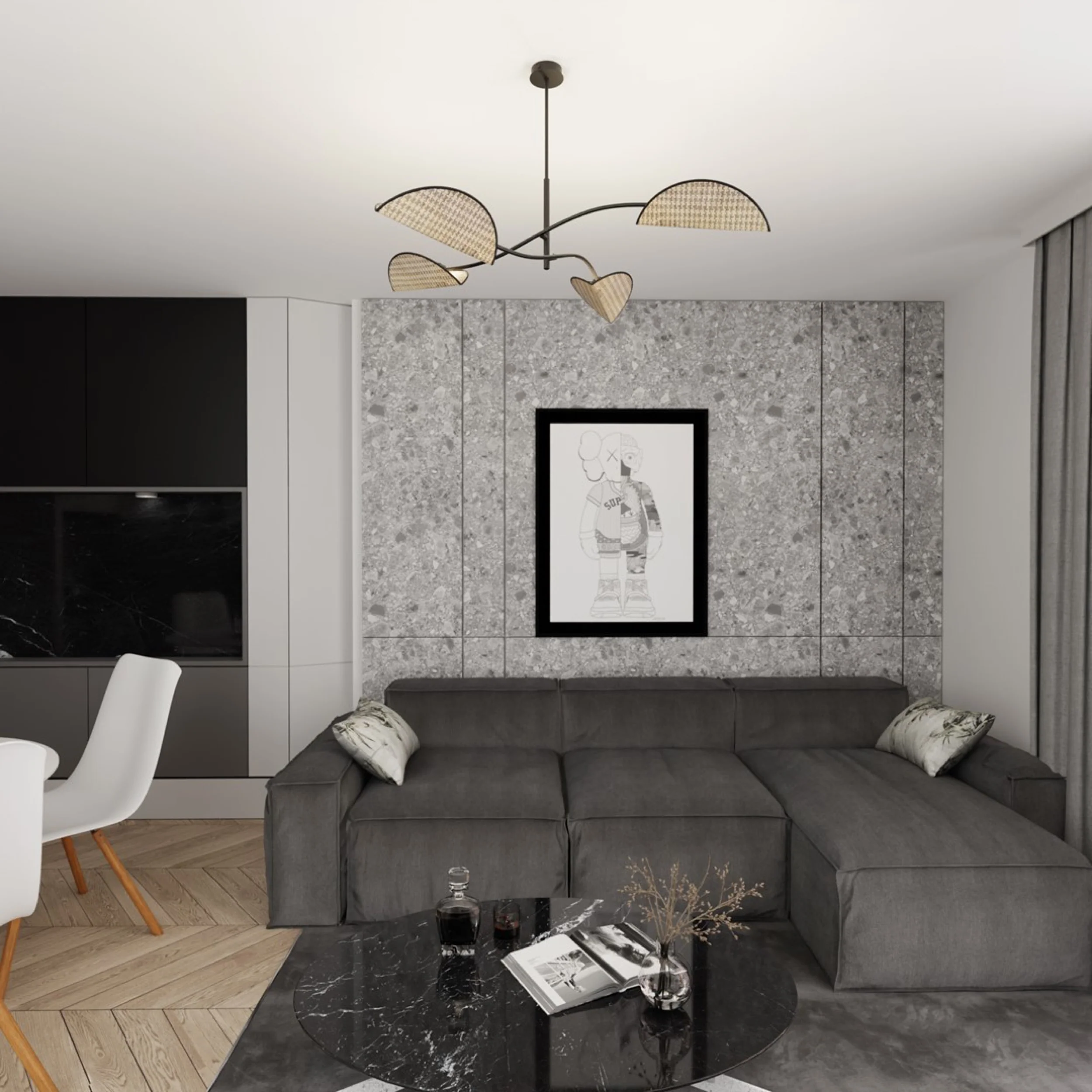Lampa sufitowa Lotus x4 czarno-brązowa - Image 4