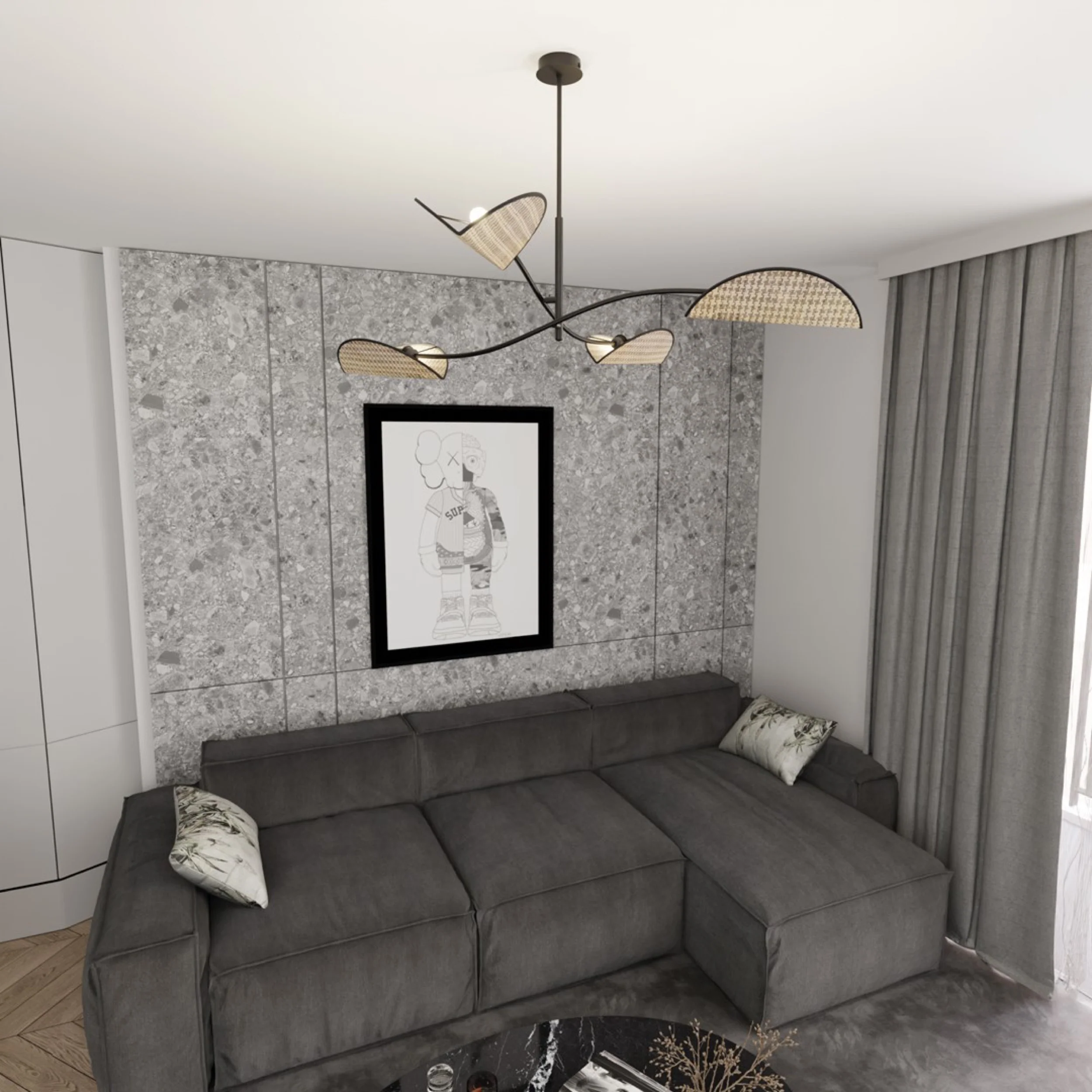 Lampa sufitowa Lotus x4 czarno-brązowa - Image 5