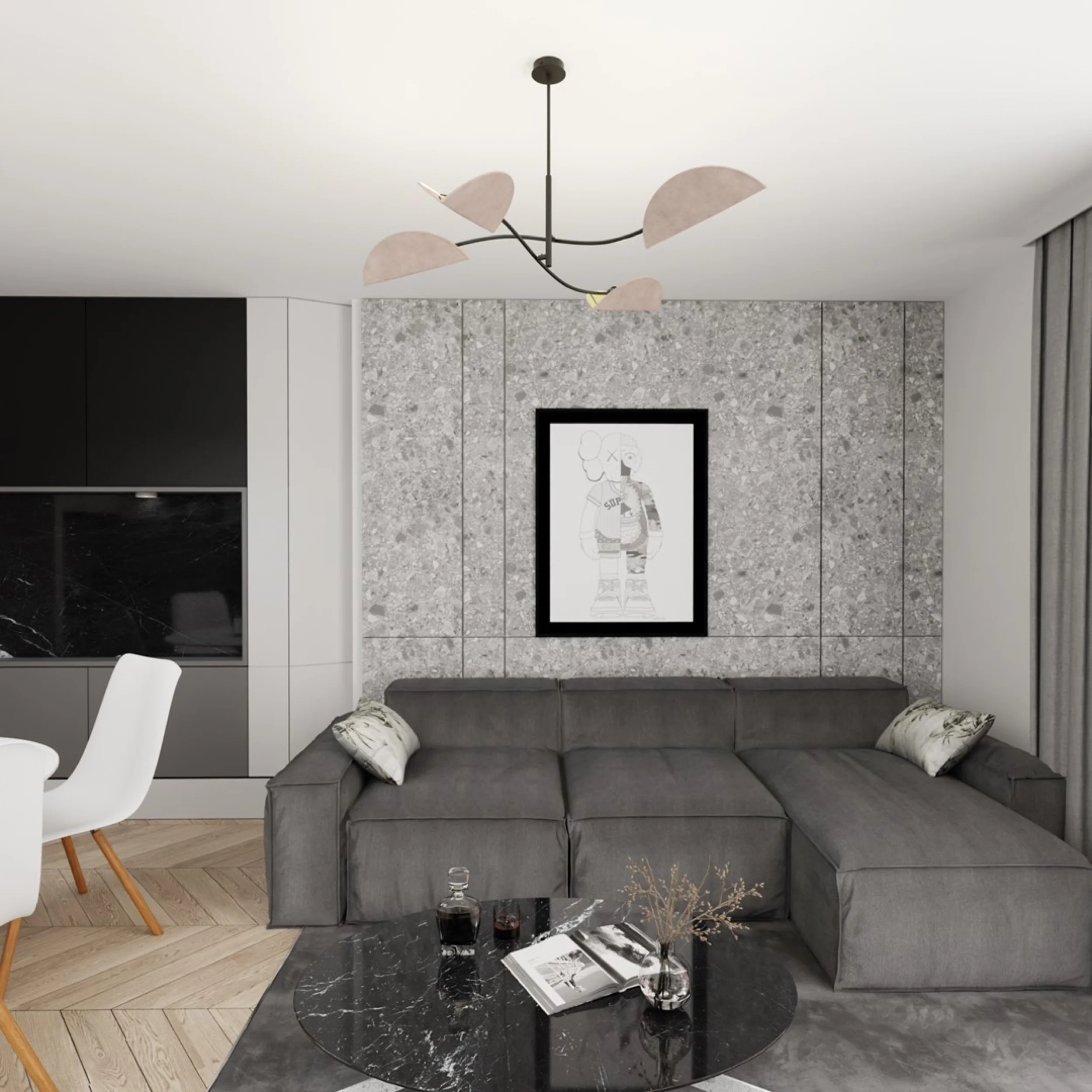 Lampa sufitowa Lotus x4 czarno-szara - Image 3