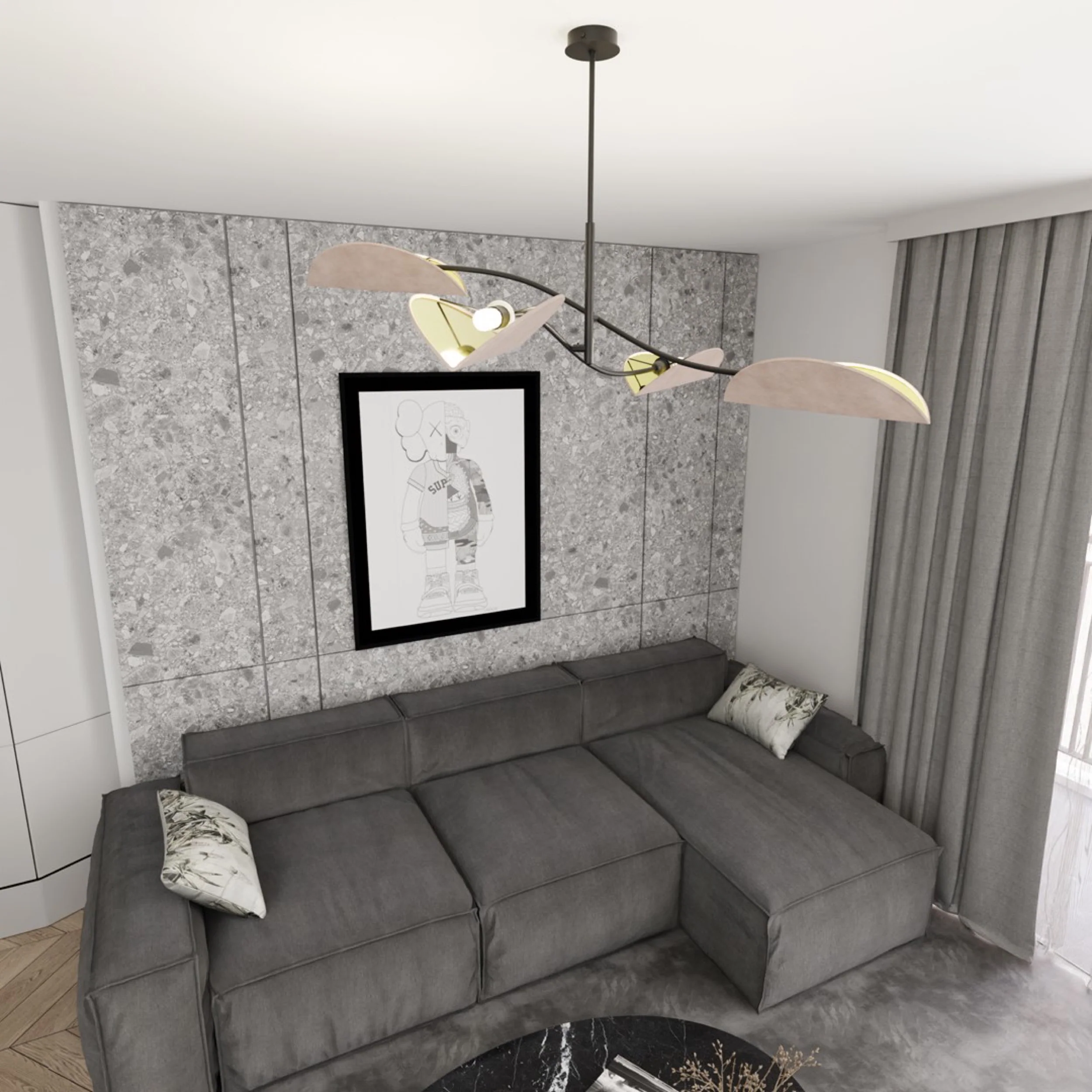 Lampa sufitowa Lotus x4 czarno-szara - Image 5