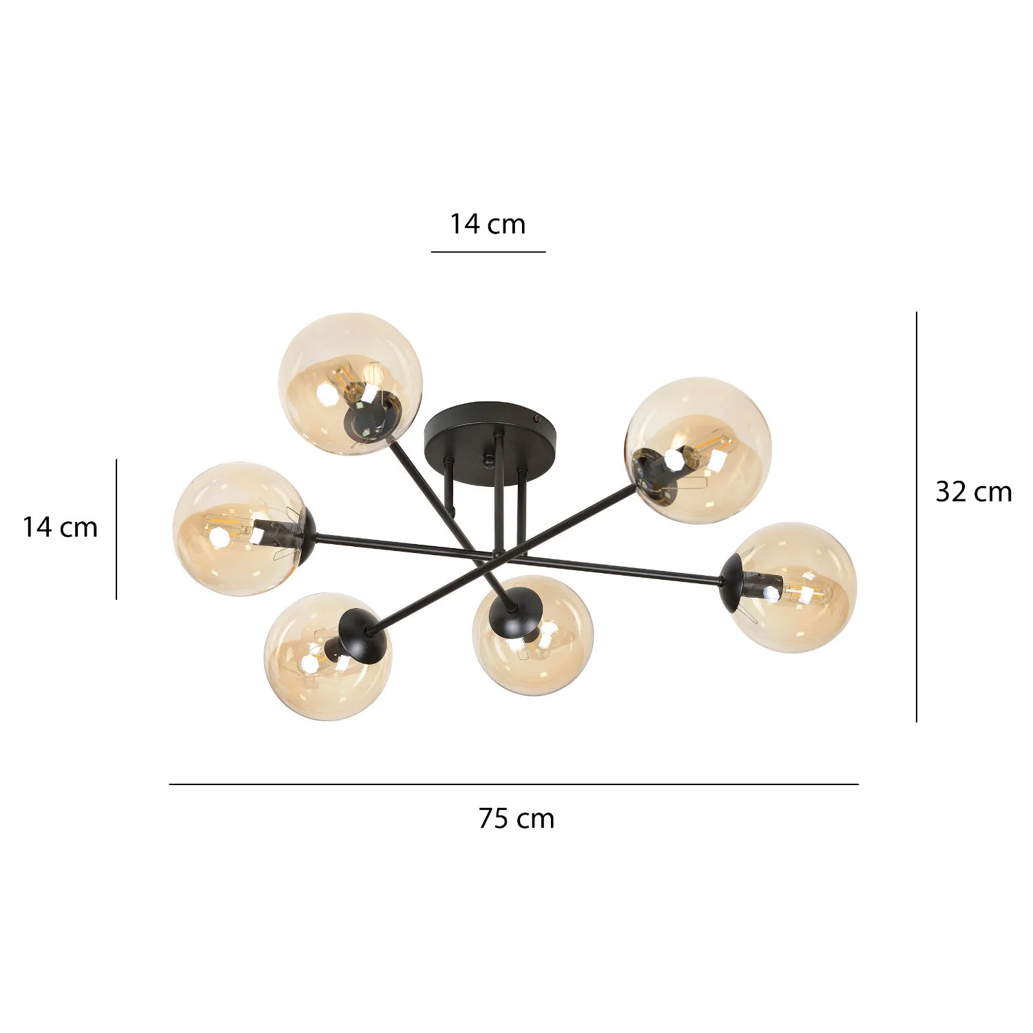 Lampa sufitowa Minturno miodowa x6 - Image 8