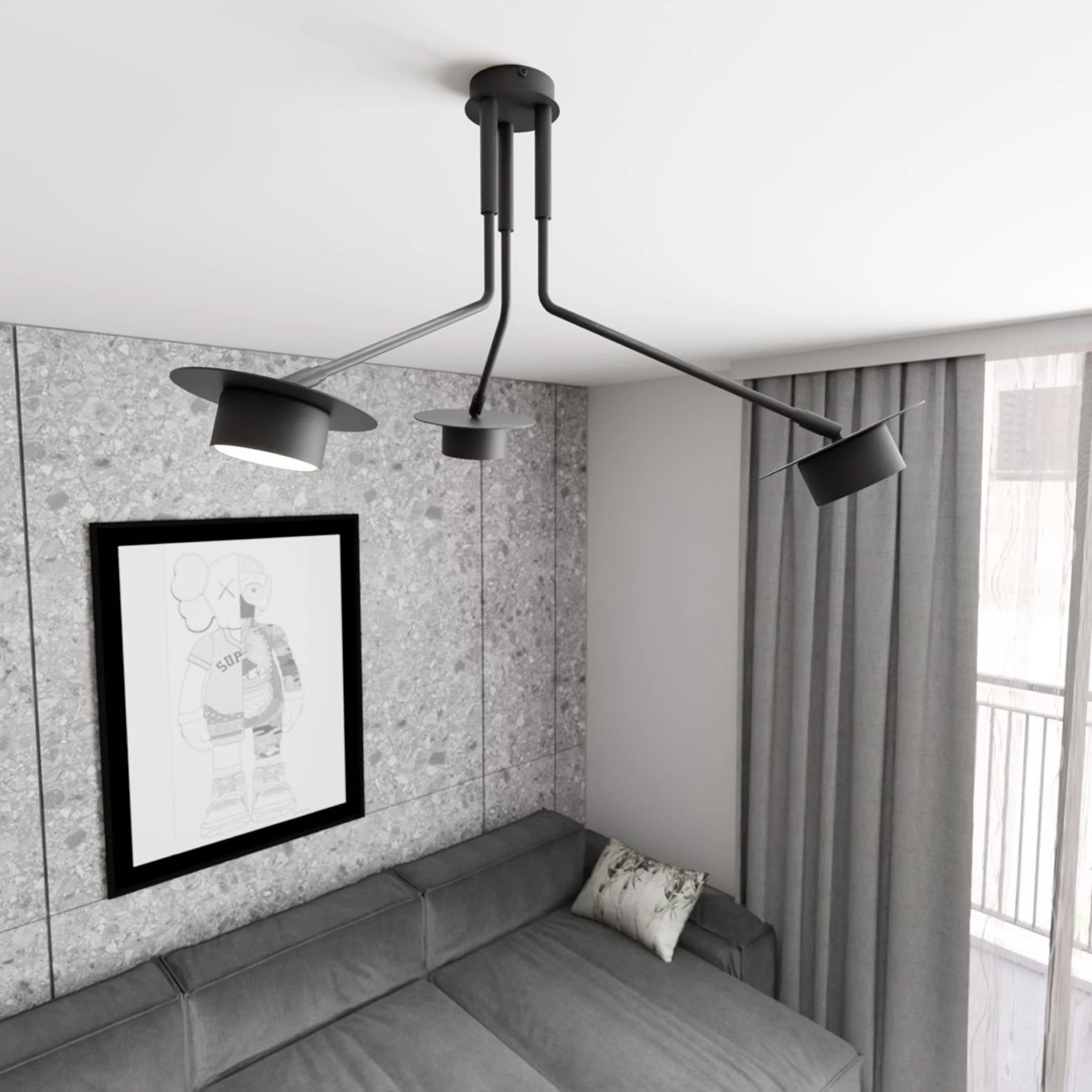 Lampa sufitowa Mizu x3 czarna - Image 4