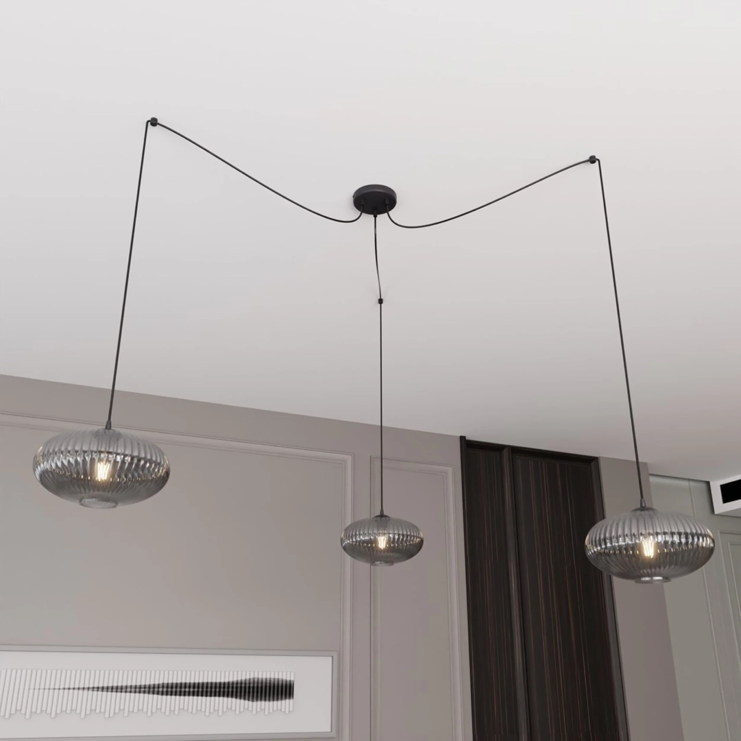 Lampa sufitowa Origo x3 czarno-szara - Image 3