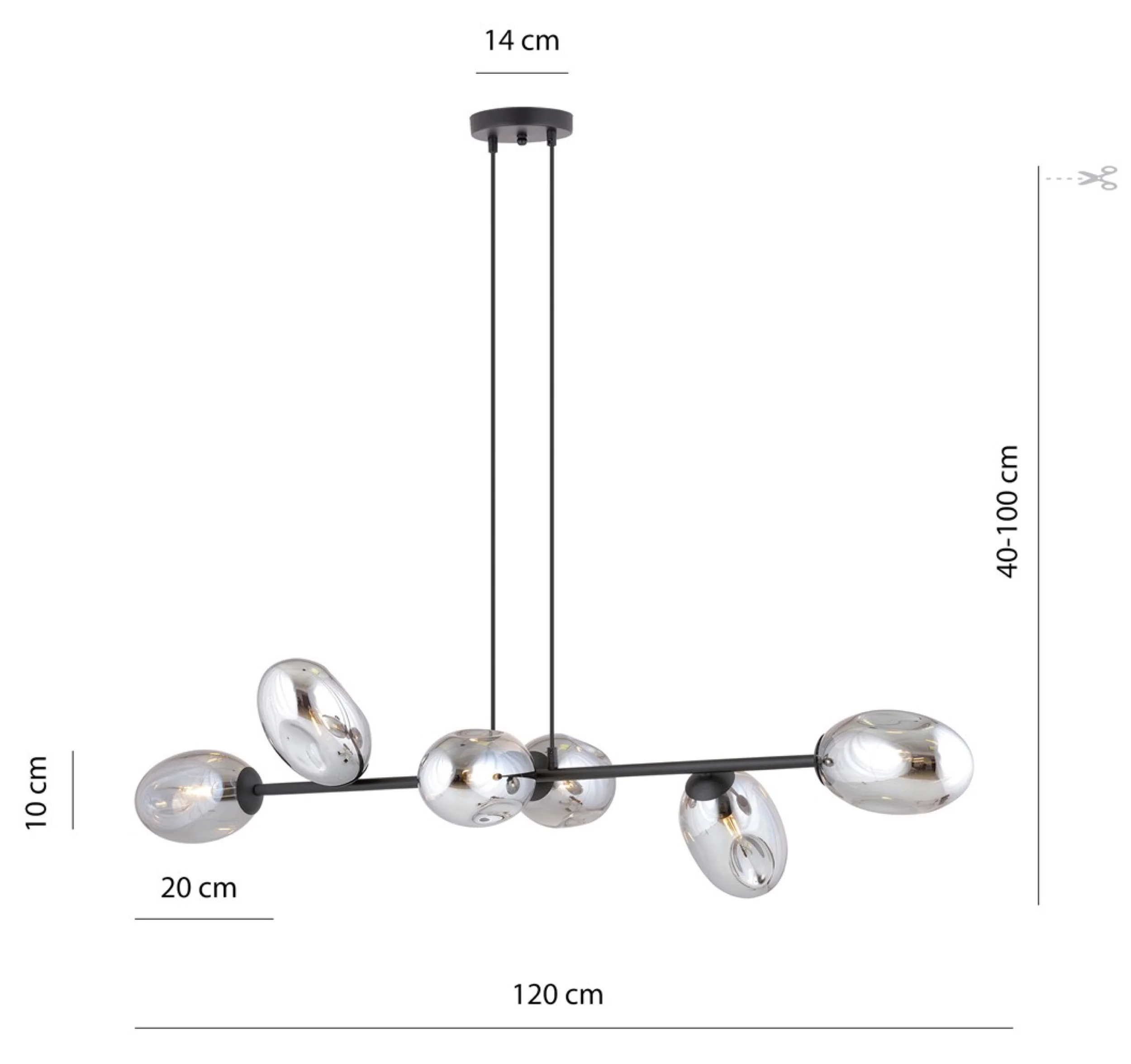 Lampa sufitowa Pandora x6 czarno-szara - Image 5