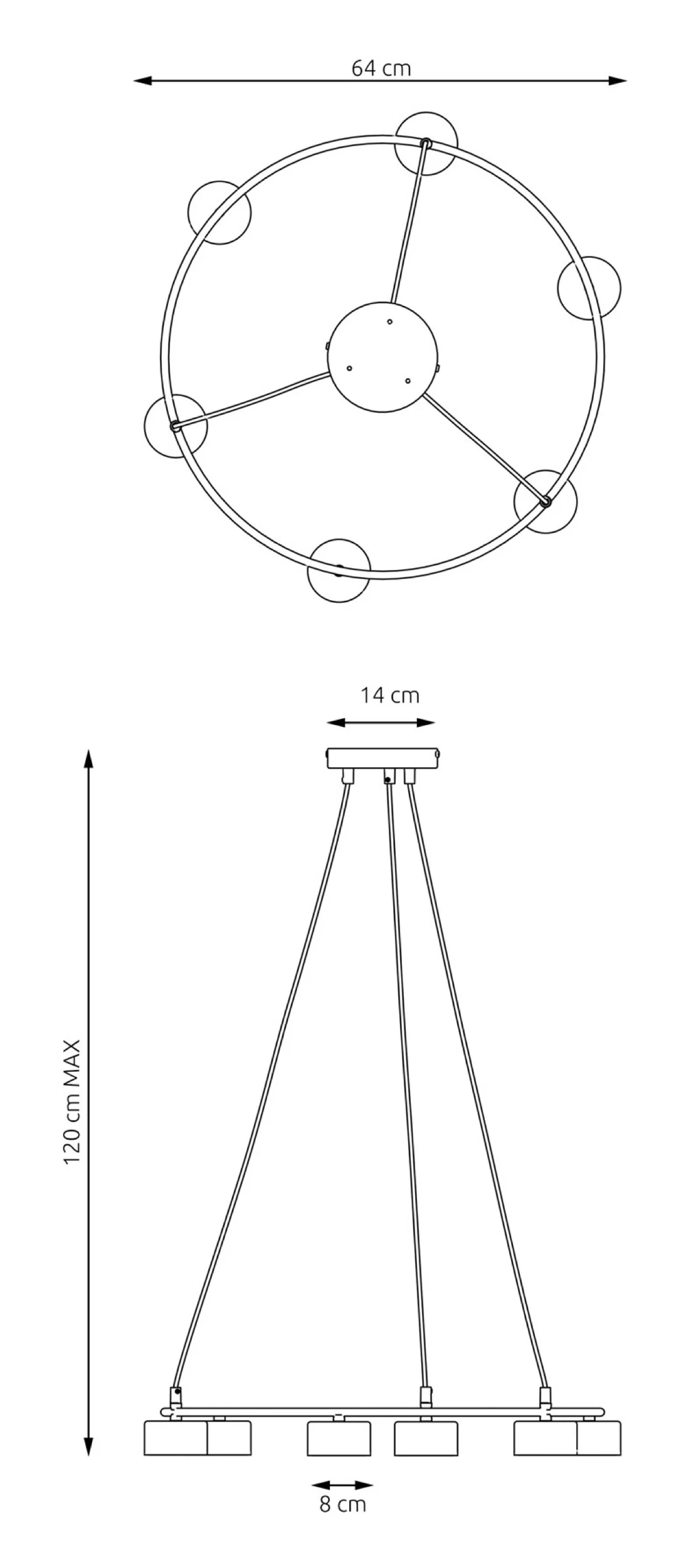 Lampa sufitowa Starlit x6 czarna - Image 6