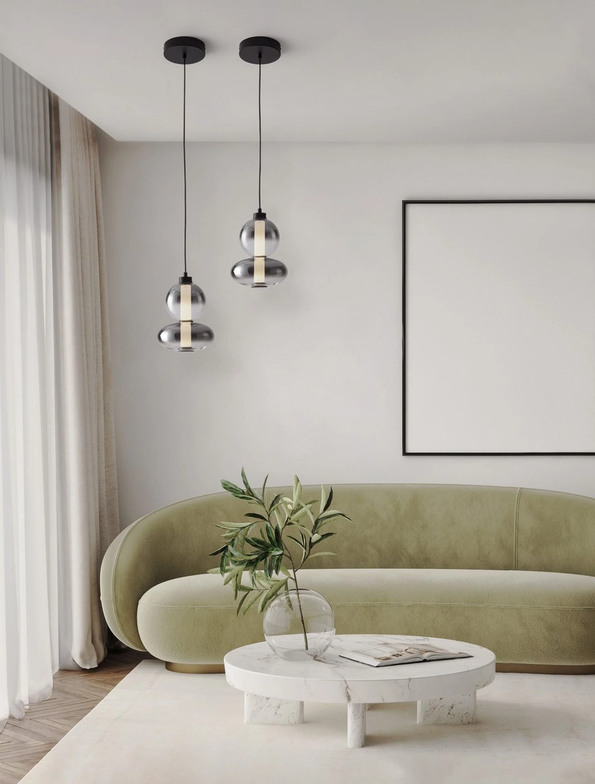 Lampa wisząca Acerney LED czarno-szara - Image 2