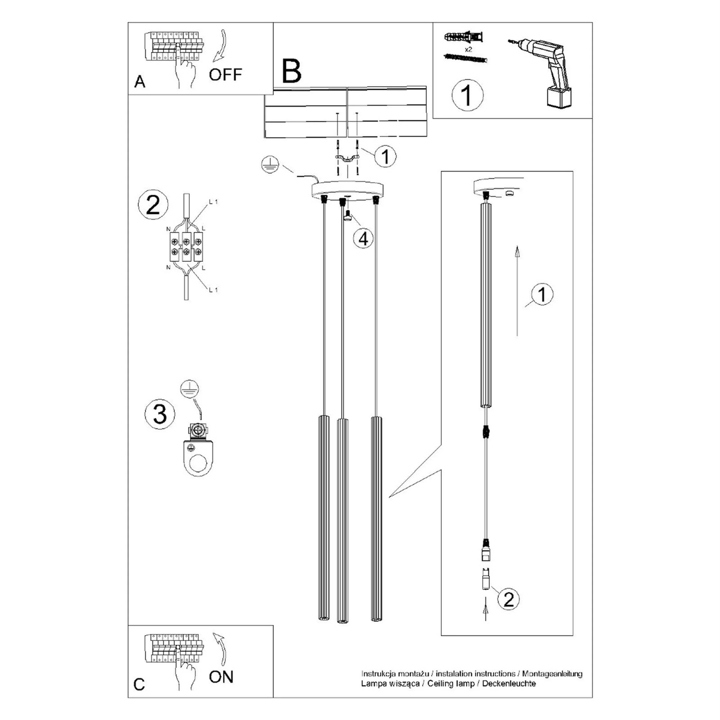 Lampa wisząca Arche x3 biała na okrągłej podsufitce - Image 14