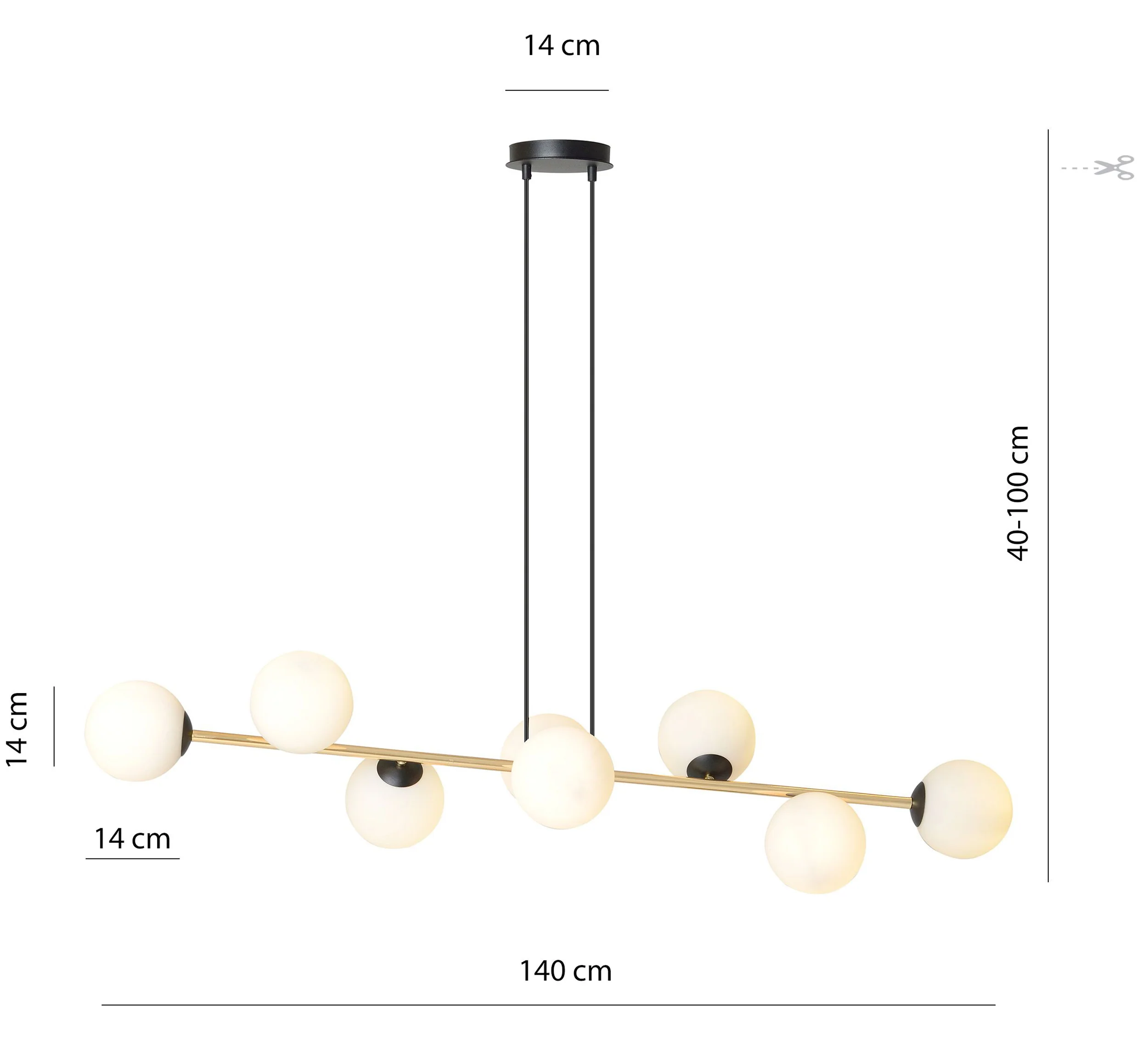 Lampa wisząca Bestalles czarno-złota z białymi kloszami x8 - Image 11