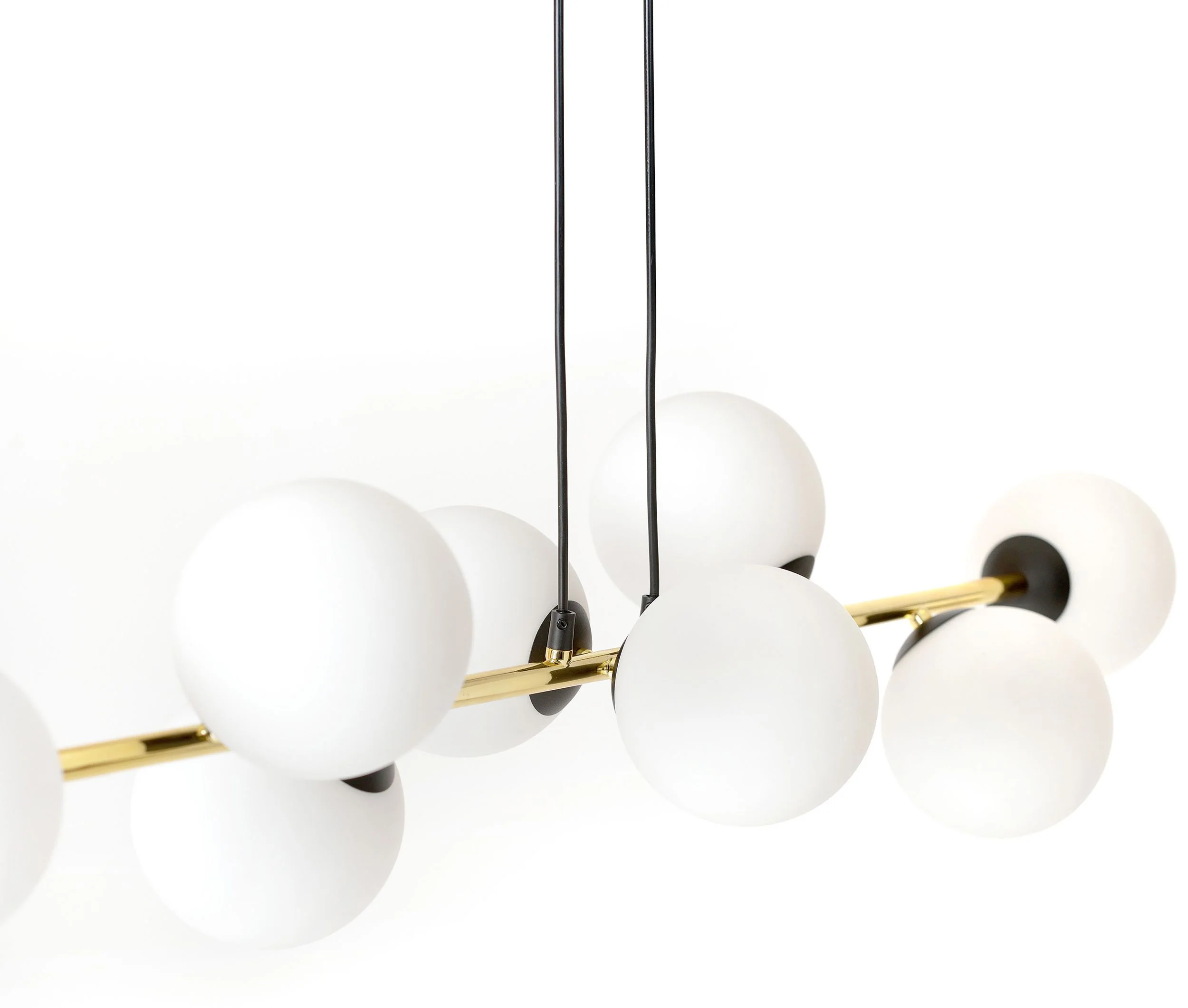 Lampa wisząca Bestalles czarno-złota z białymi kloszami x8 - Image 9
