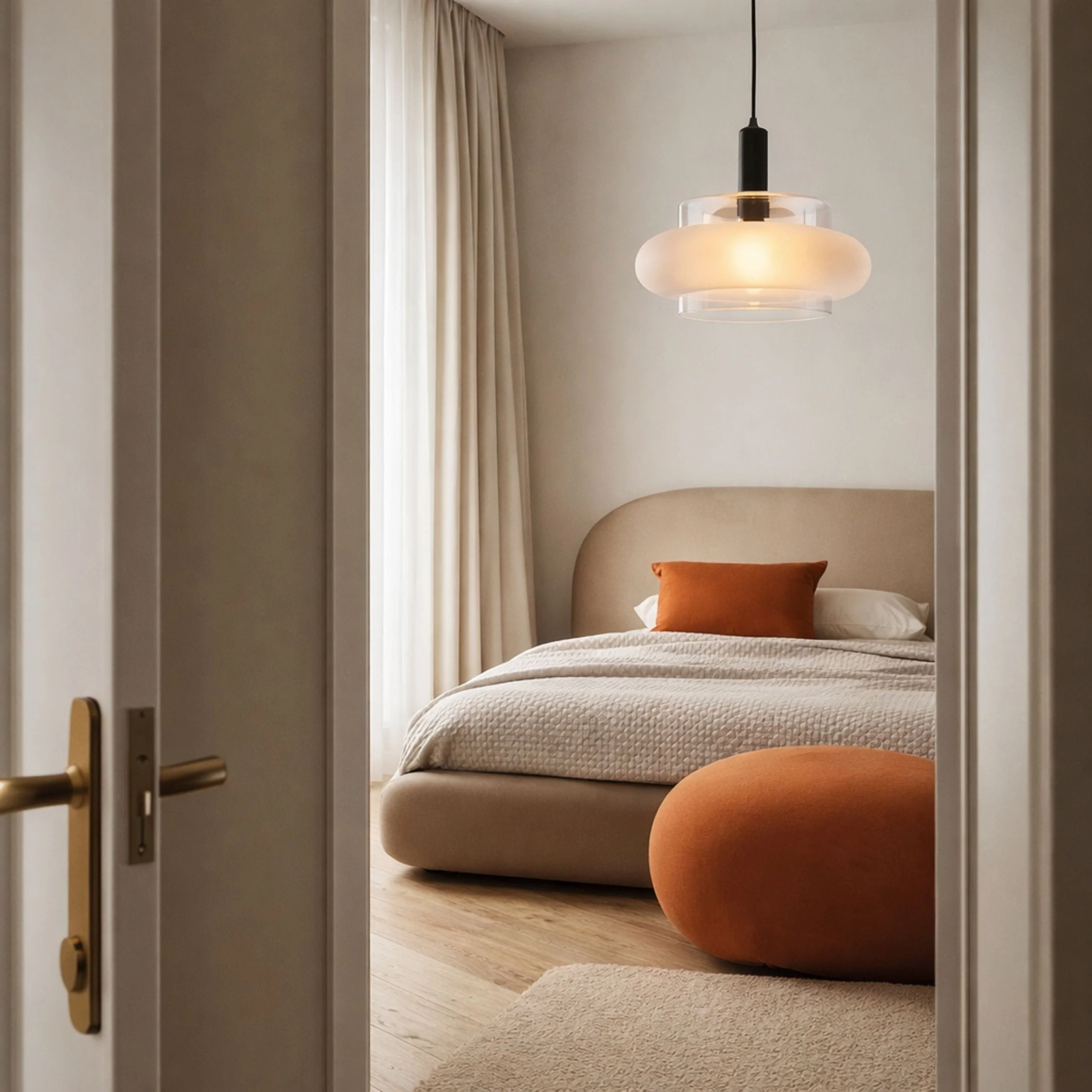 Lampa wisząca Brizi czarna E27 40W z mrożonym kloszem - Image 3