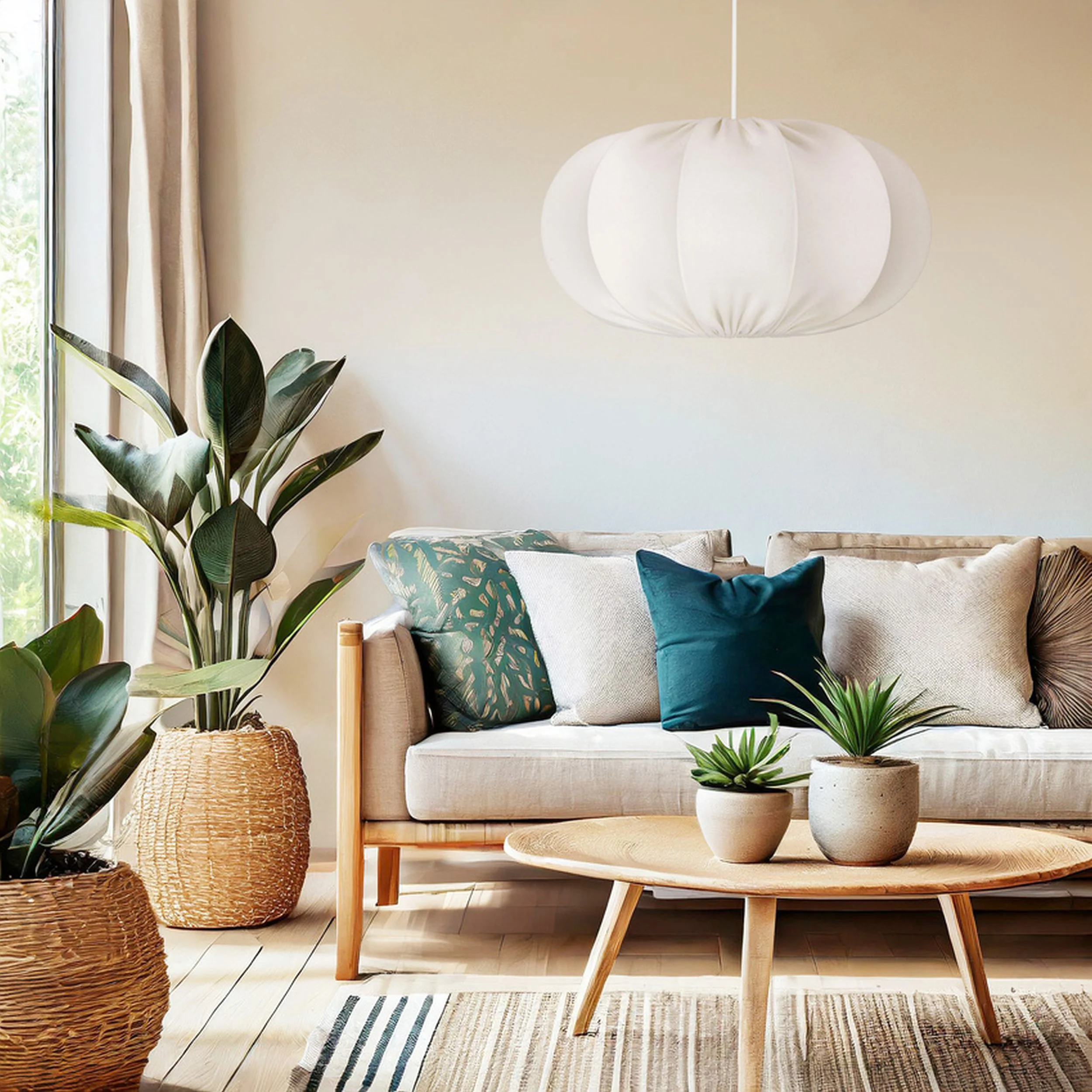 Lampa wisząca Cafee średnica 66 cm latte z białą podstawą - Image 5