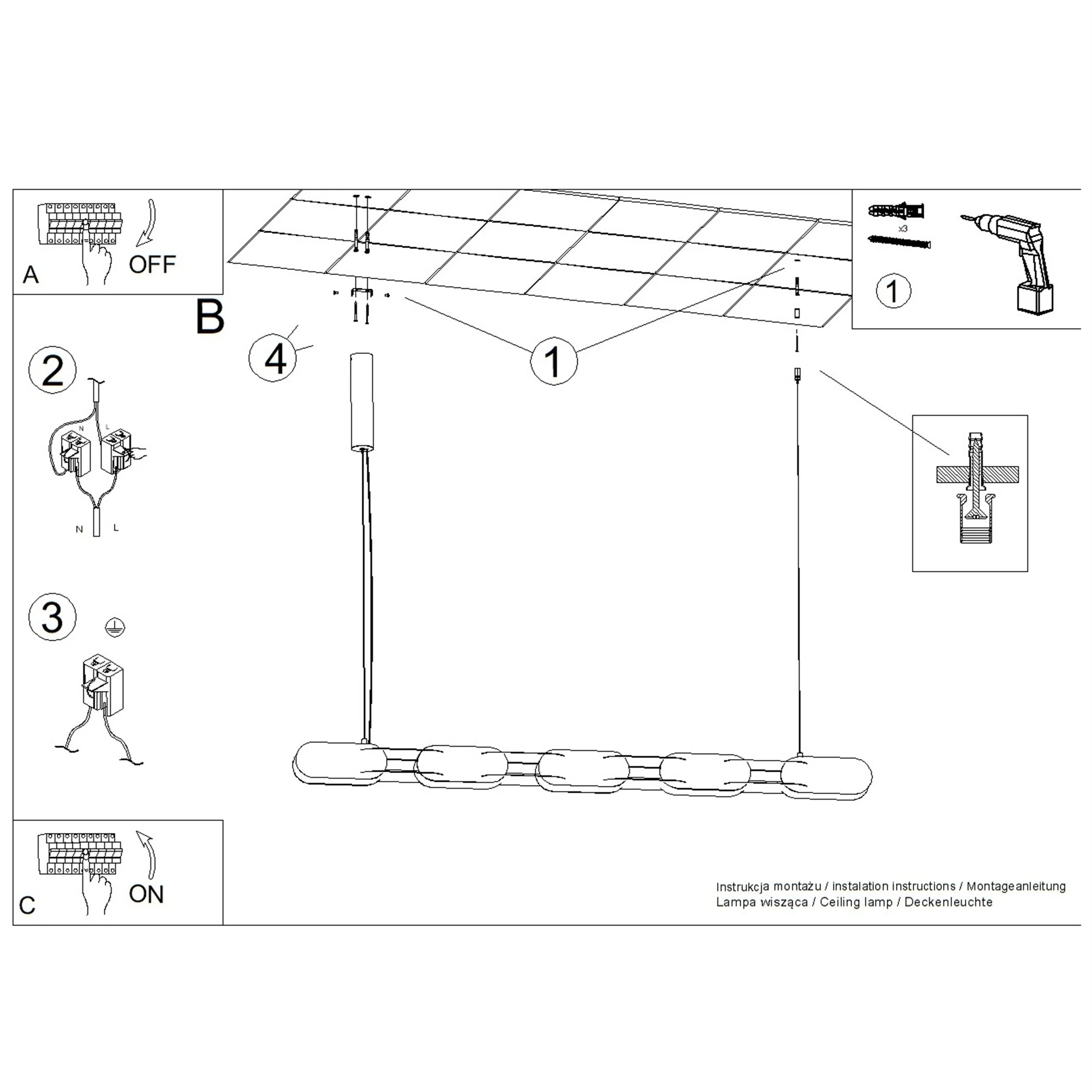 Lampa wisząca Chain 158 cm LED żółta - Image 7