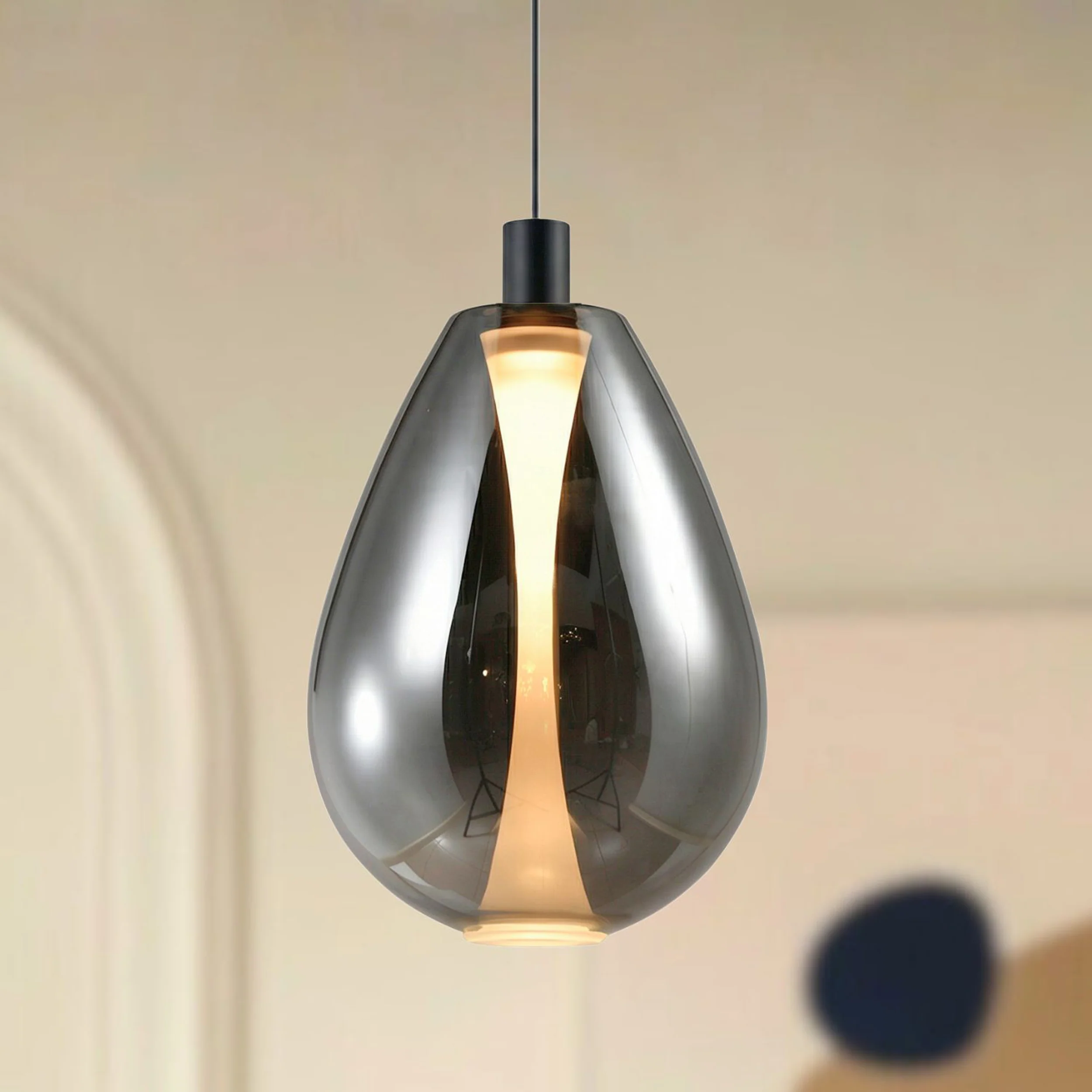 Lampa wisząca Denso 30 czarna GU10 10W z dymionym kloszem - Image 2