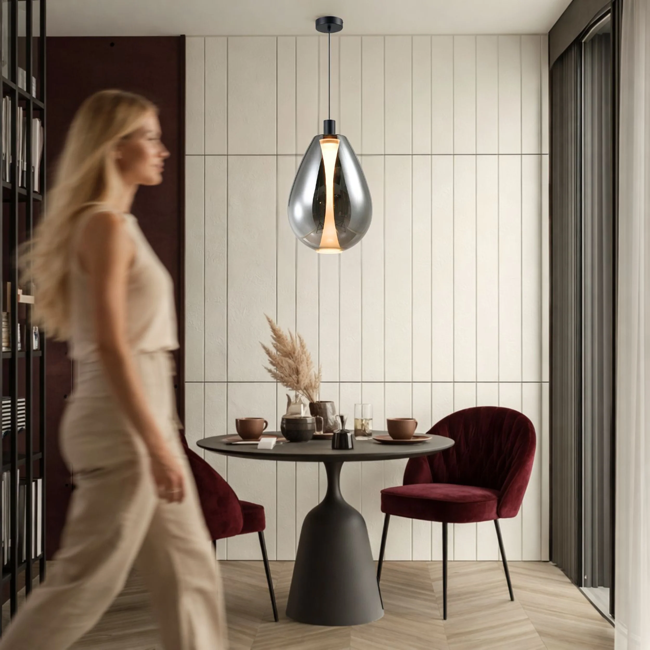 Lampa wisząca Denso 30 czarna GU10 10W z dymionym kloszem - Image 3