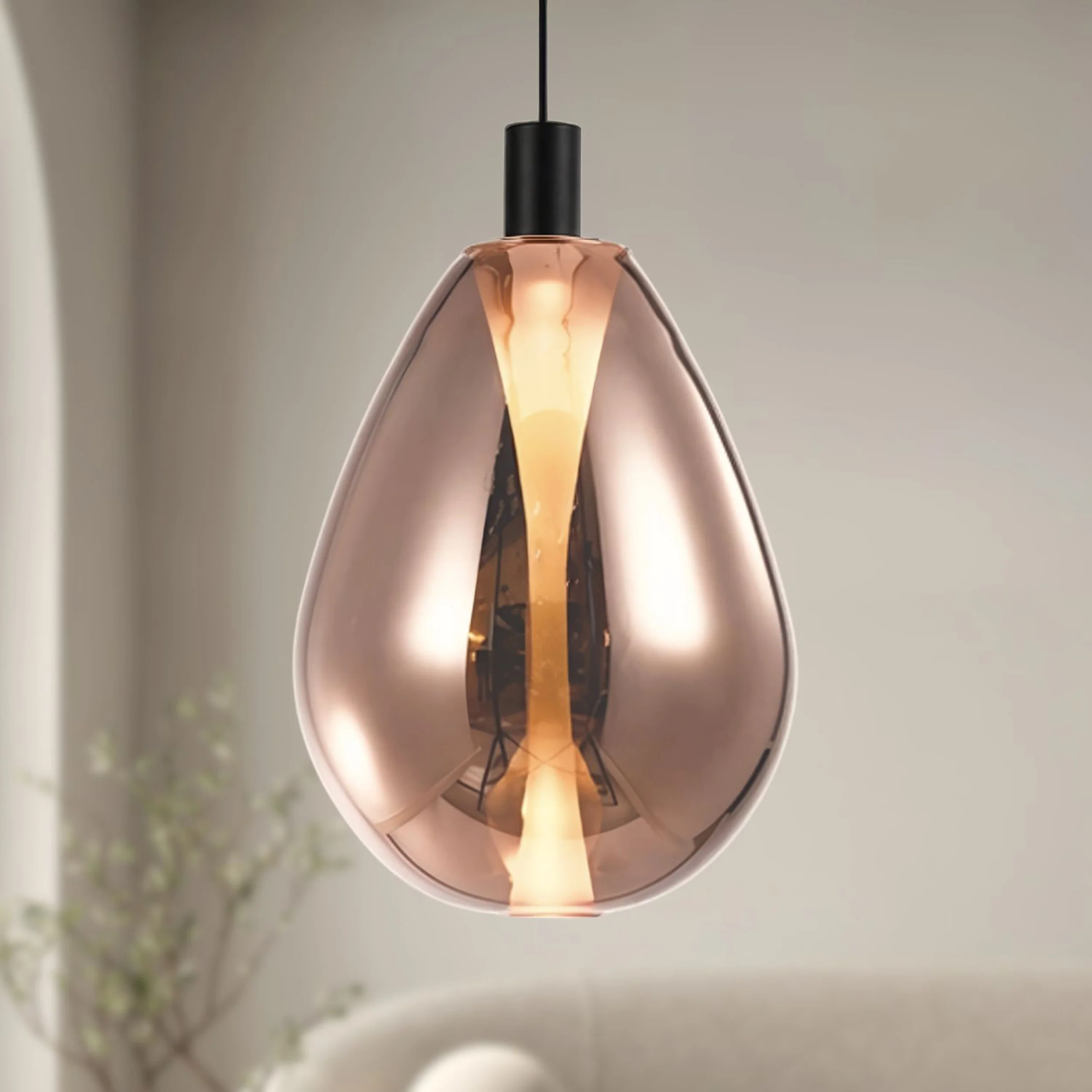 Lampa wisząca Denso 30 czarna GU10 10W z miedzianym kloszem - Image 2