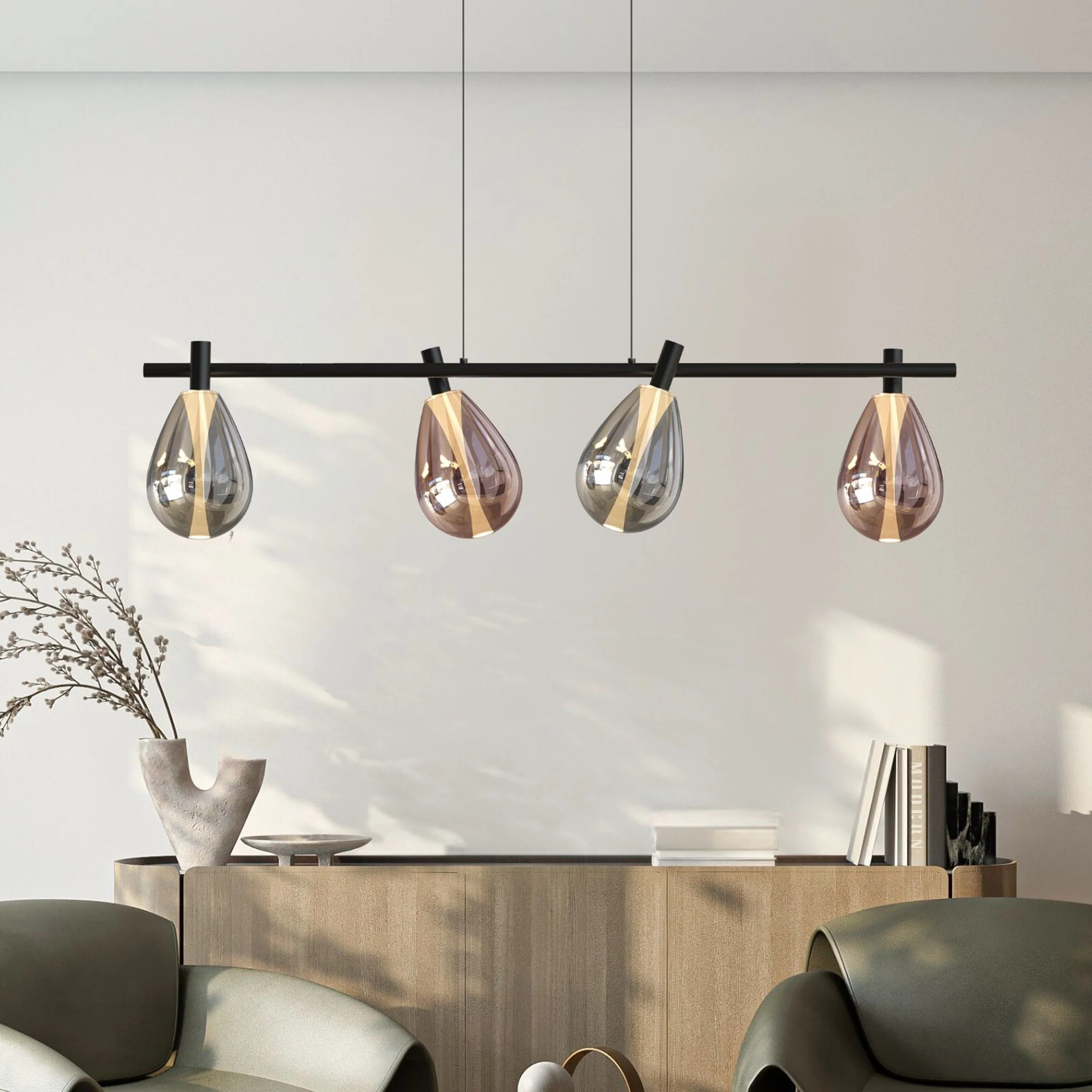 Lampa wisząca Denso czarna G9 4x5W z dymiono-miedzianym kloszem - Image 2