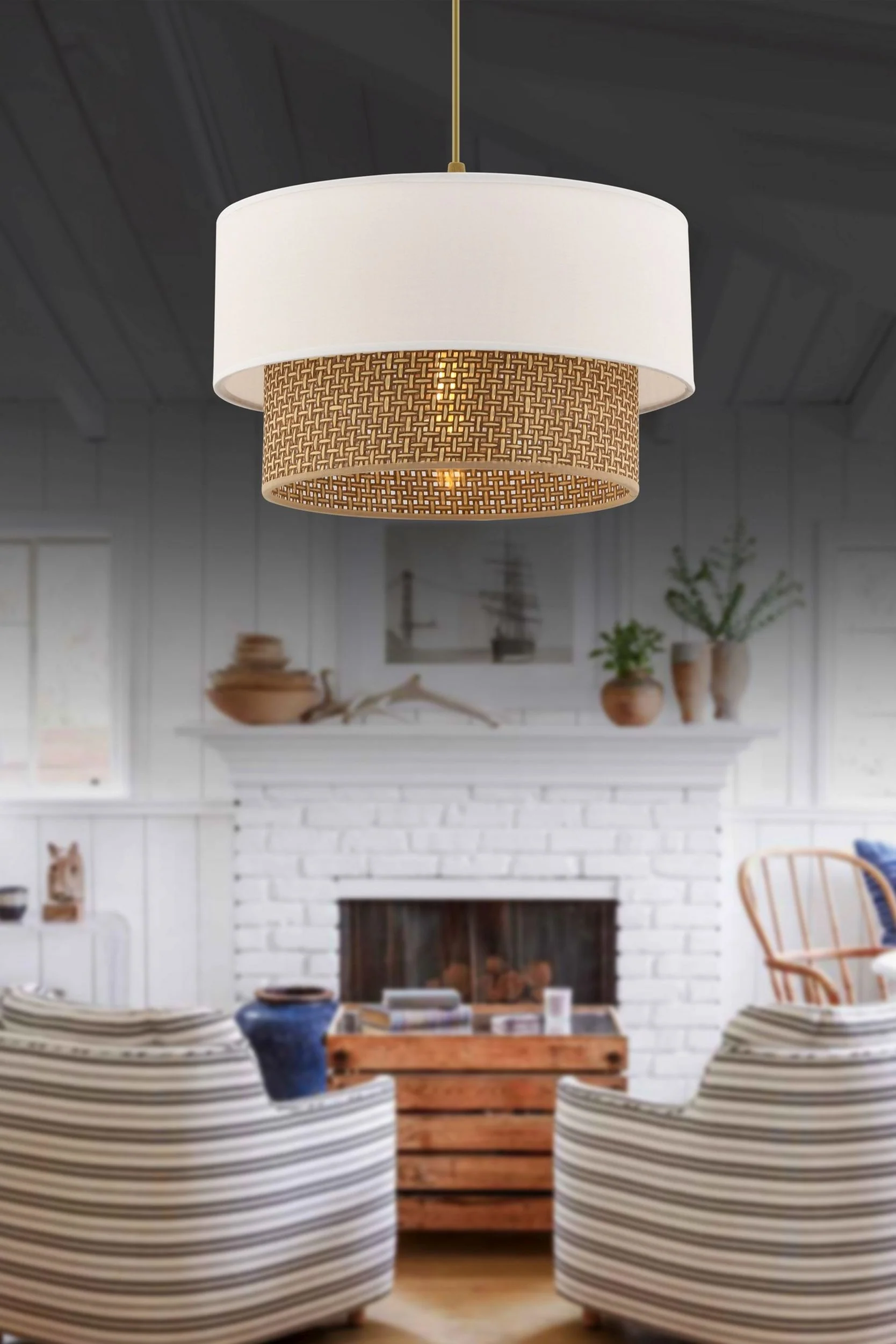 Lampa wisząca Echo biało-beżowa - Image 2
