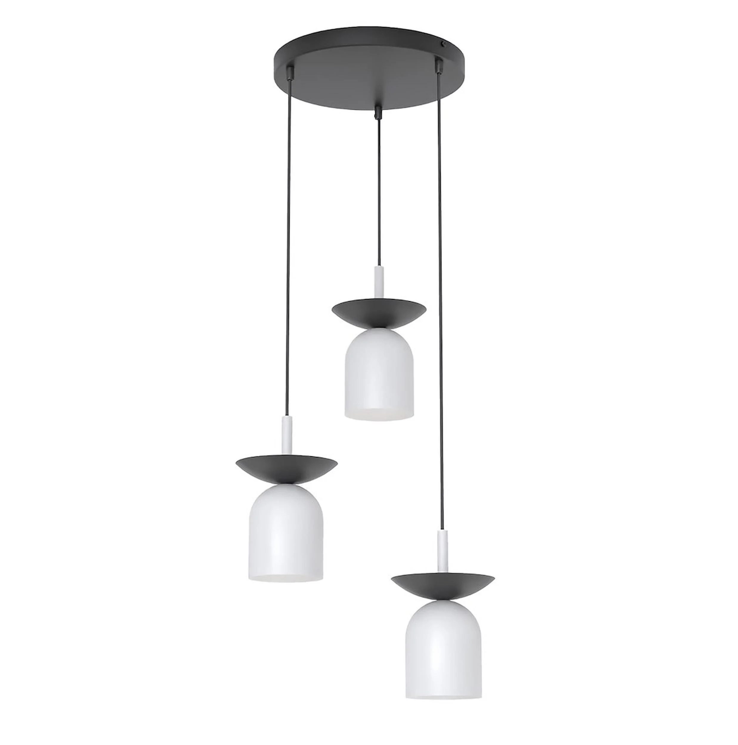 Lampa wisząca Ego x3 czarny/ciepły szary na okrągłej podsufitce