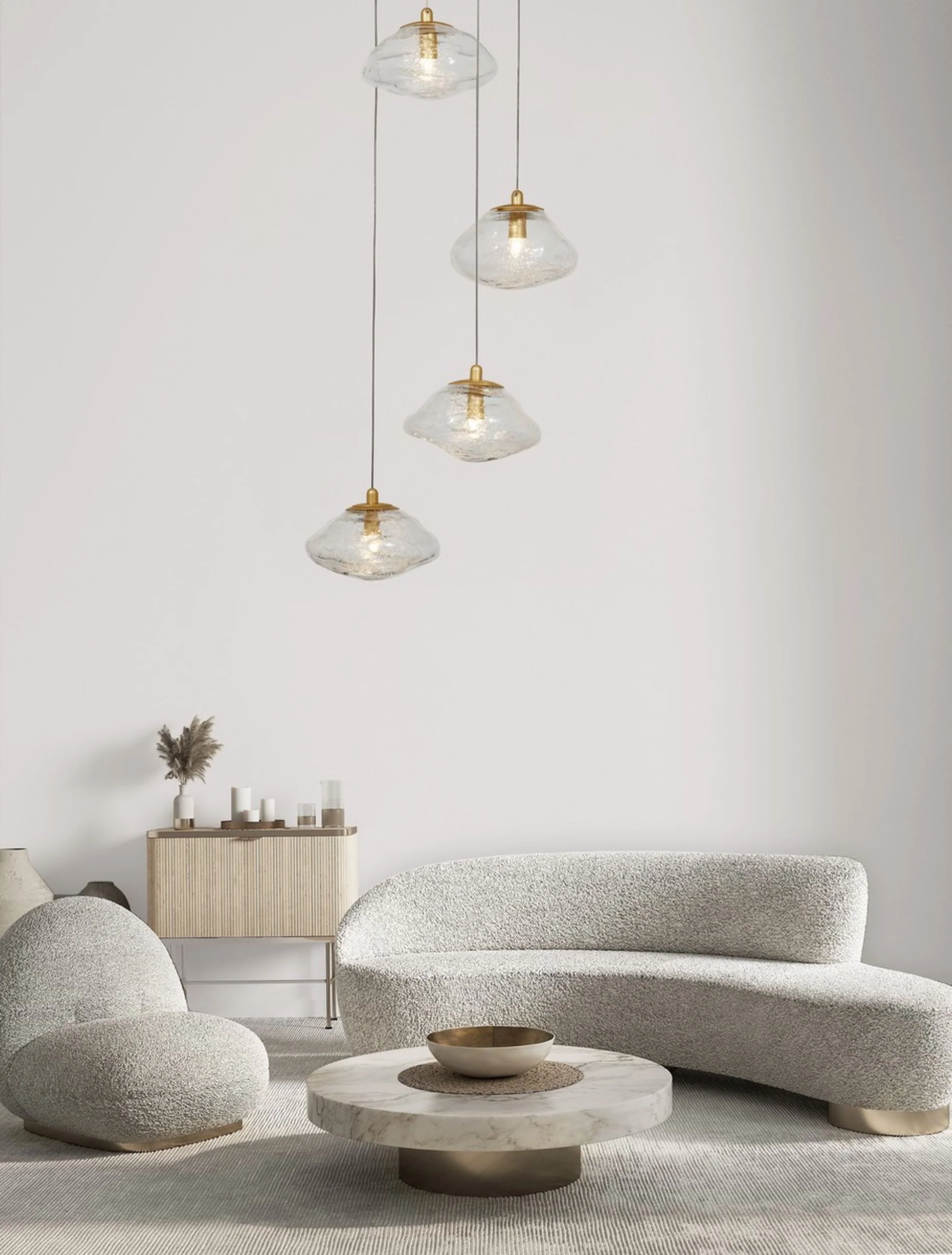 Lampa wisząca Elanke x5 na okrągłej podsufitce złota - Image 2