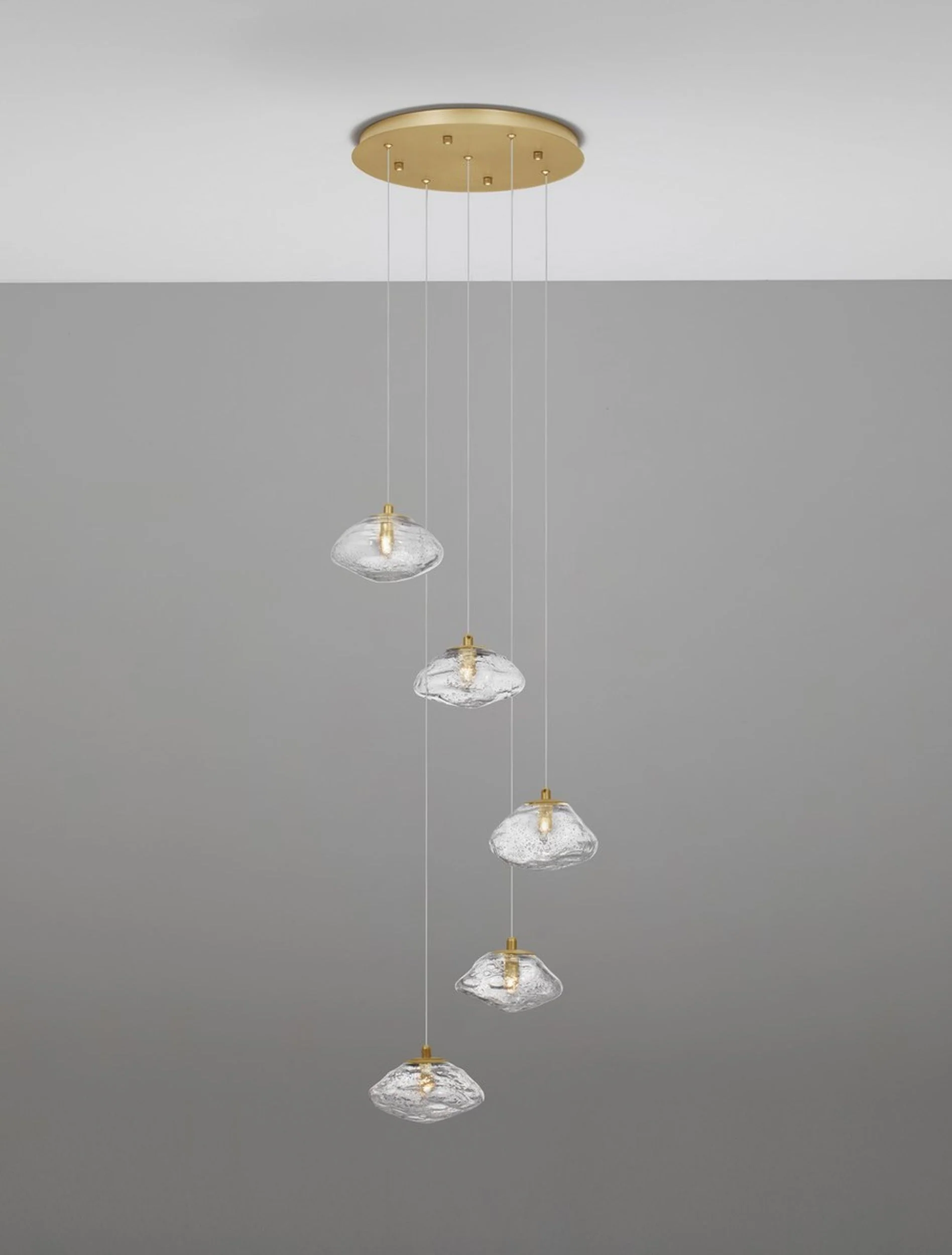 Lampa wisząca Elanke x5 na okrągłej podsufitce złota - Image 4