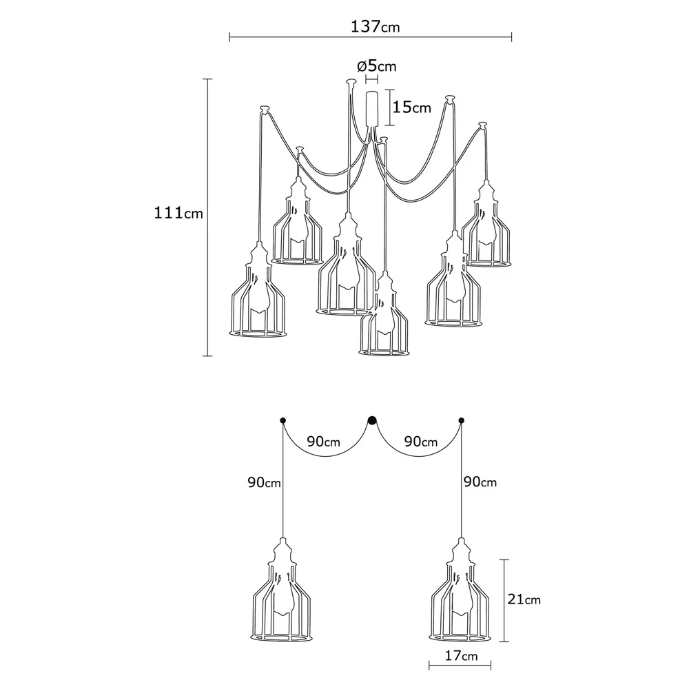 Lampa wisząca Franklog x6 żyrandol czarna - Image 3