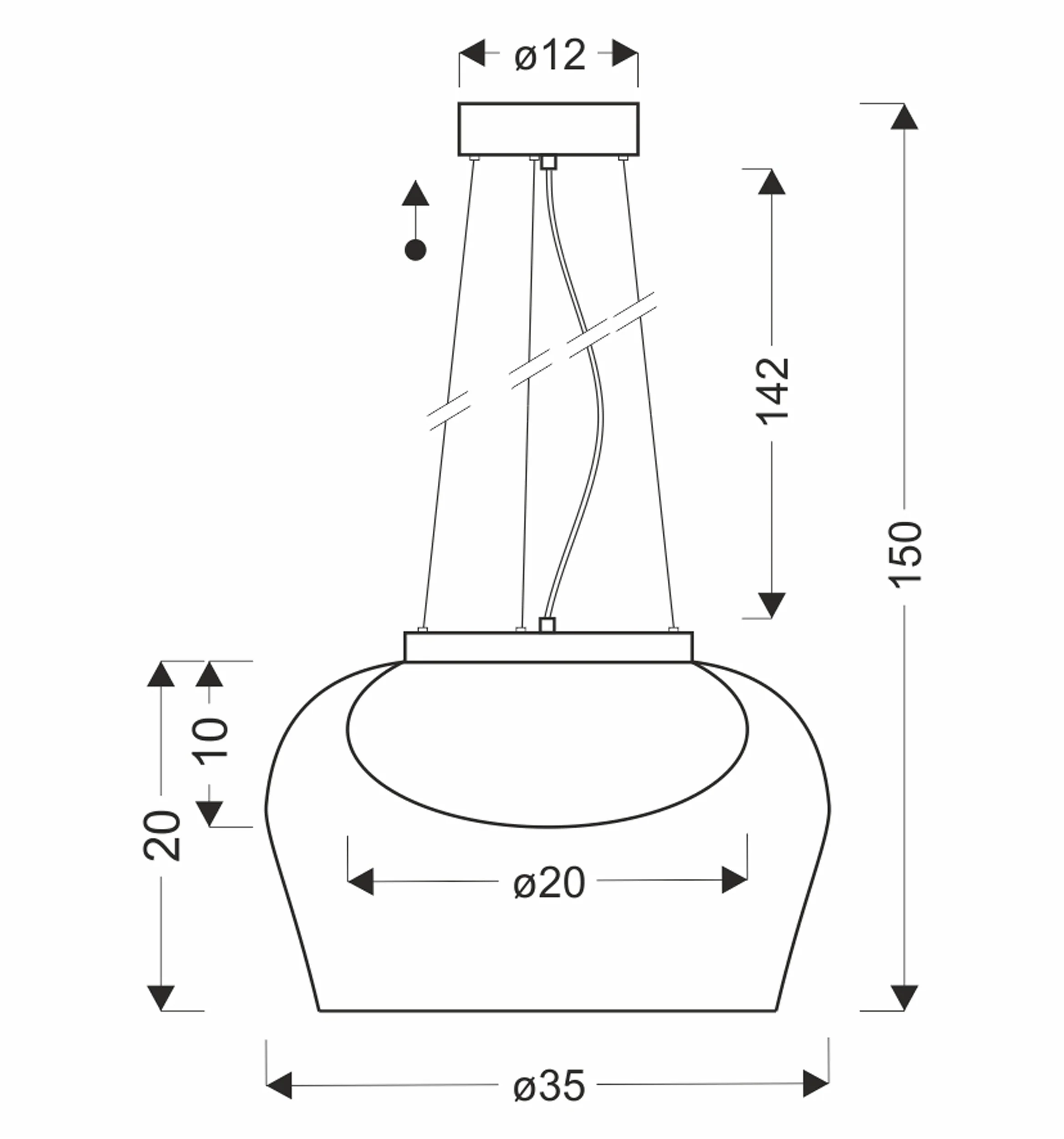 Lampa wisząca Insieme 35 czarno-chromowa GX53 10W z bursztynowo-białym kloszem - Image 4