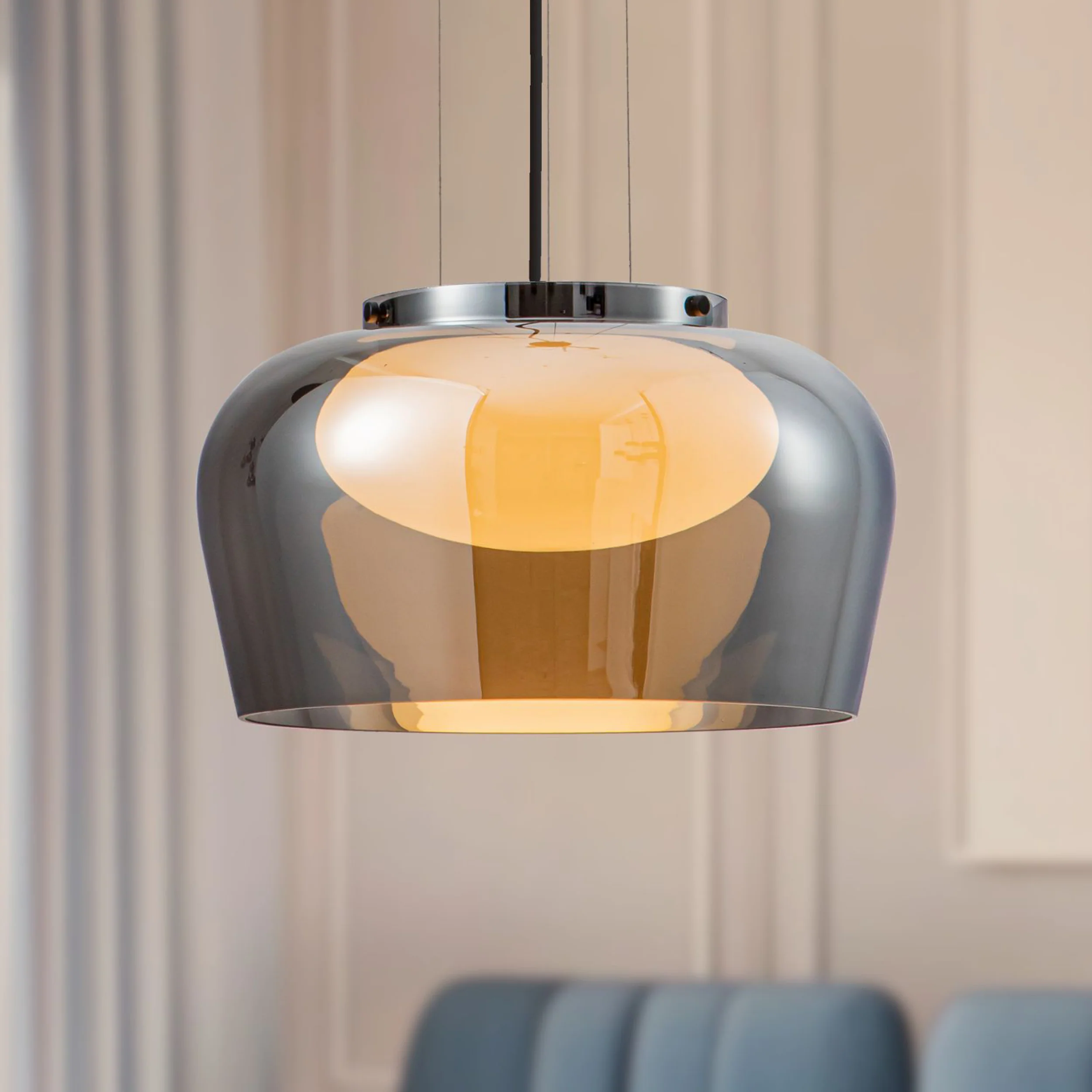 Lampa wisząca Insieme 38 czarna GX53 10W z dymiono-białym kloszem - Image 2