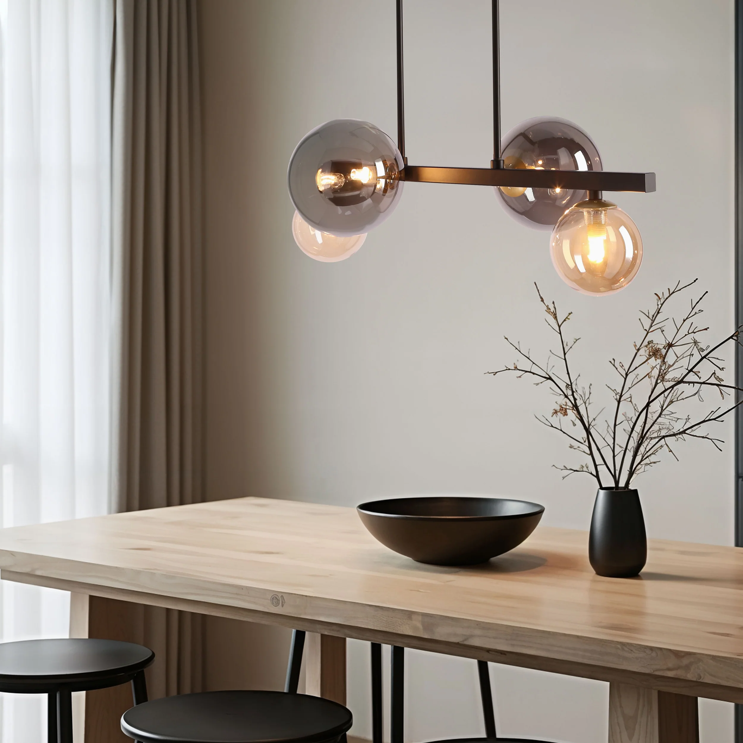 Lampa Wisząca Kama x4 czarno-złota G9 - Image 2