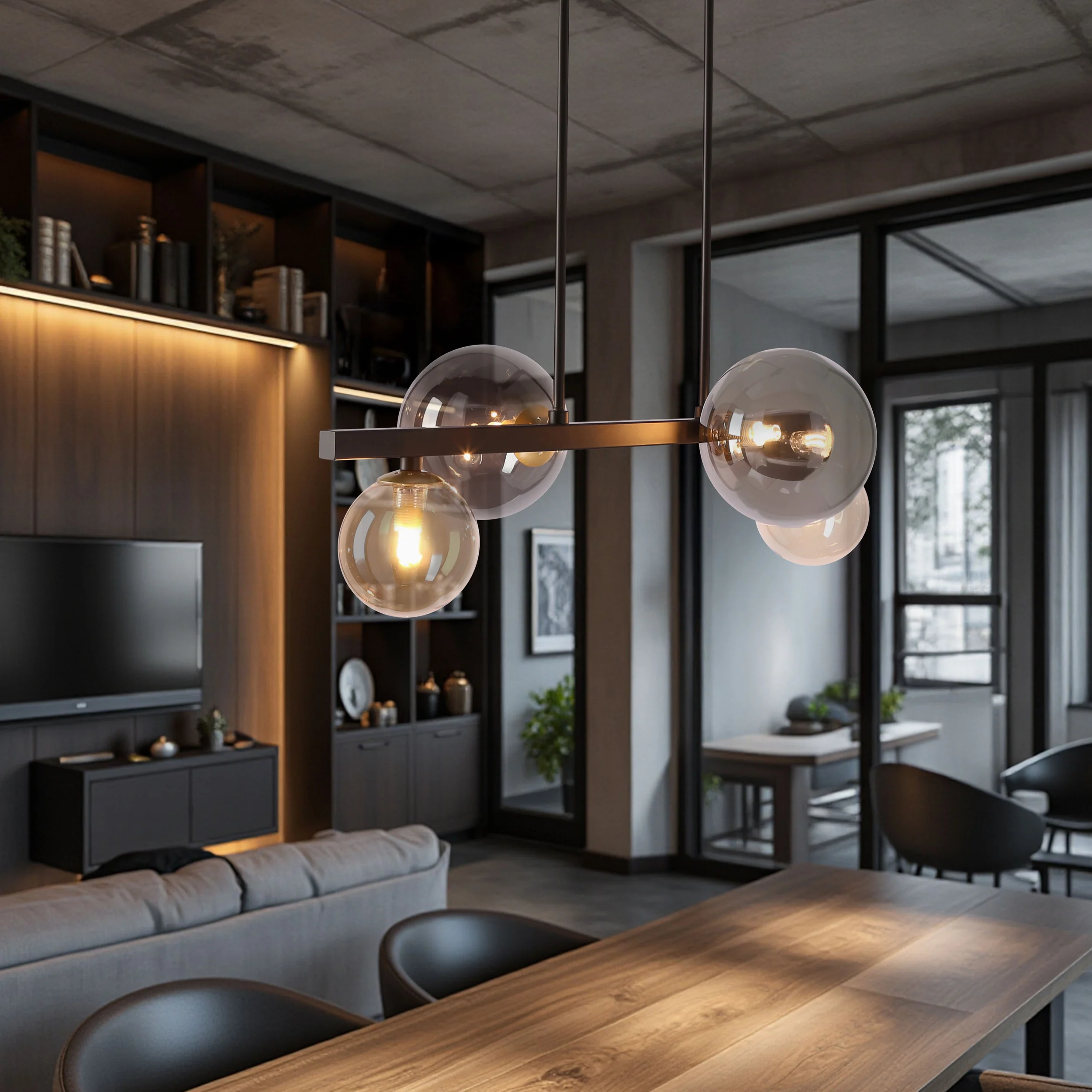 Lampa Wisząca Kama x4 czarno-złota G9 - Image 3