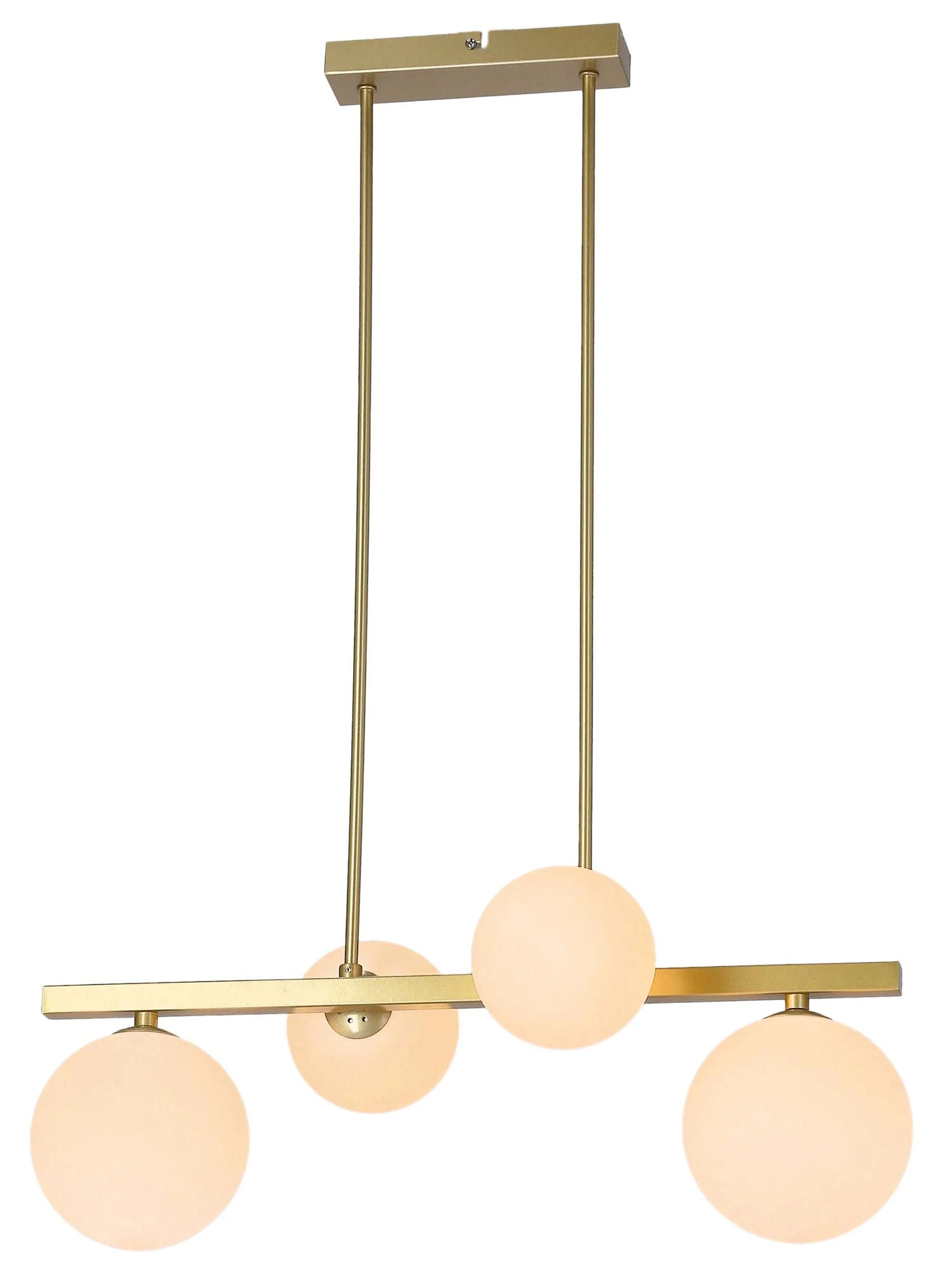 Lampa wisząca Kama x4 mosiężna z białymi kloszami - Image 3