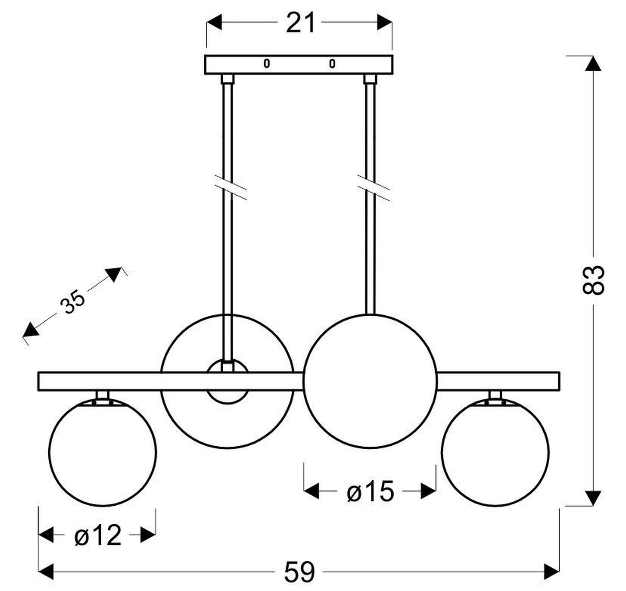 Lampa wisząca Kama x4 mosiężna z białymi kloszami - Image 4