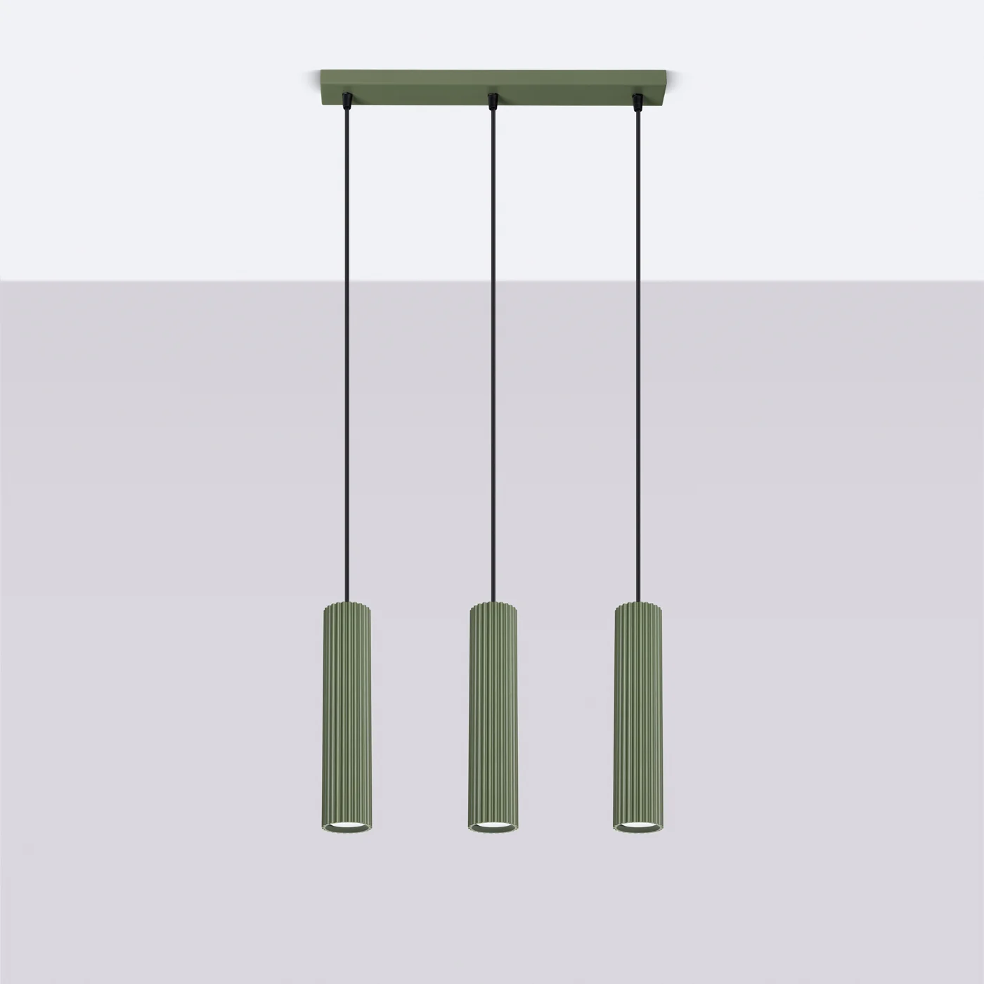 Lampa wisząca Karbon 3L zielona oliwka - Image 3