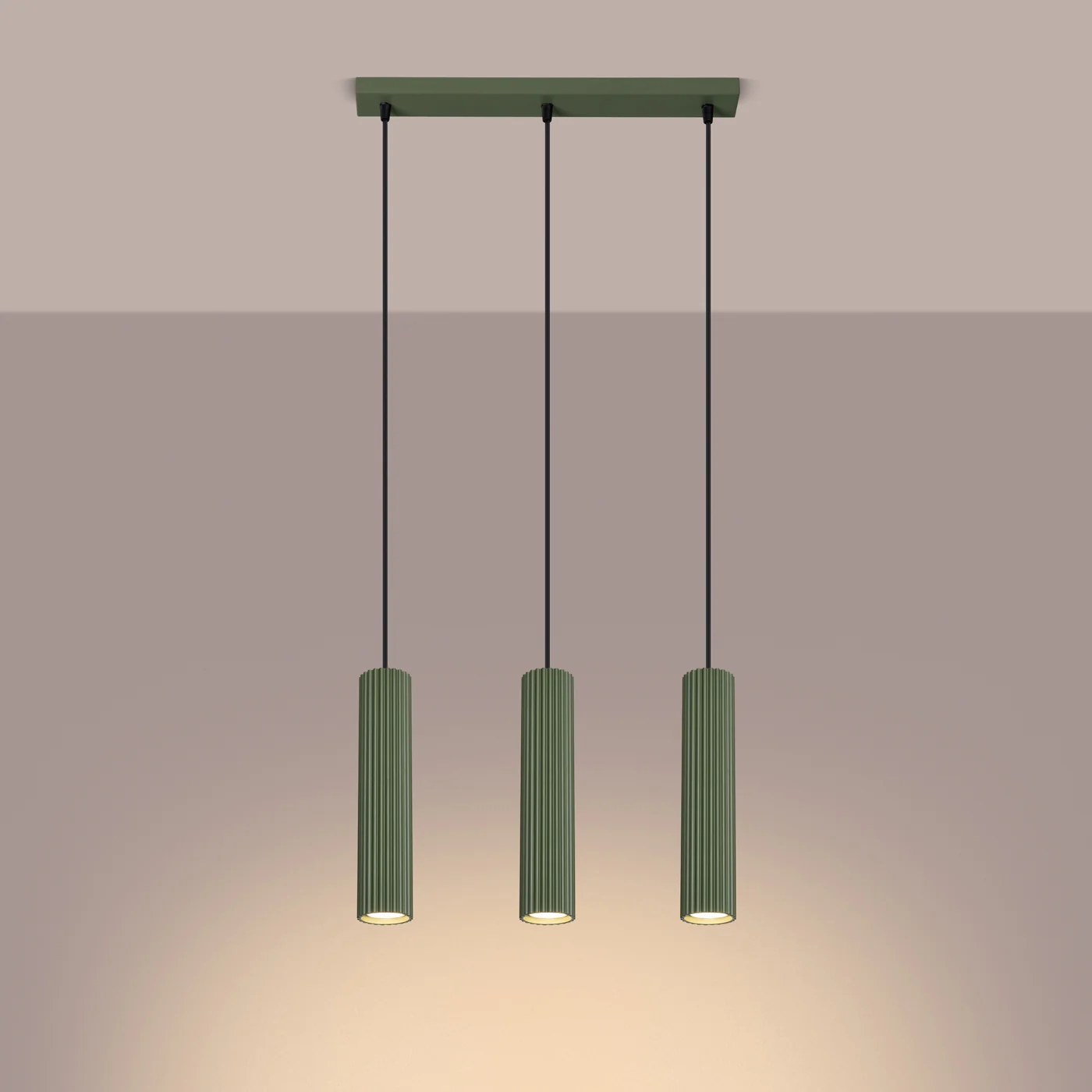 Lampa wisząca Karbon 3L zielona oliwka - Image 4