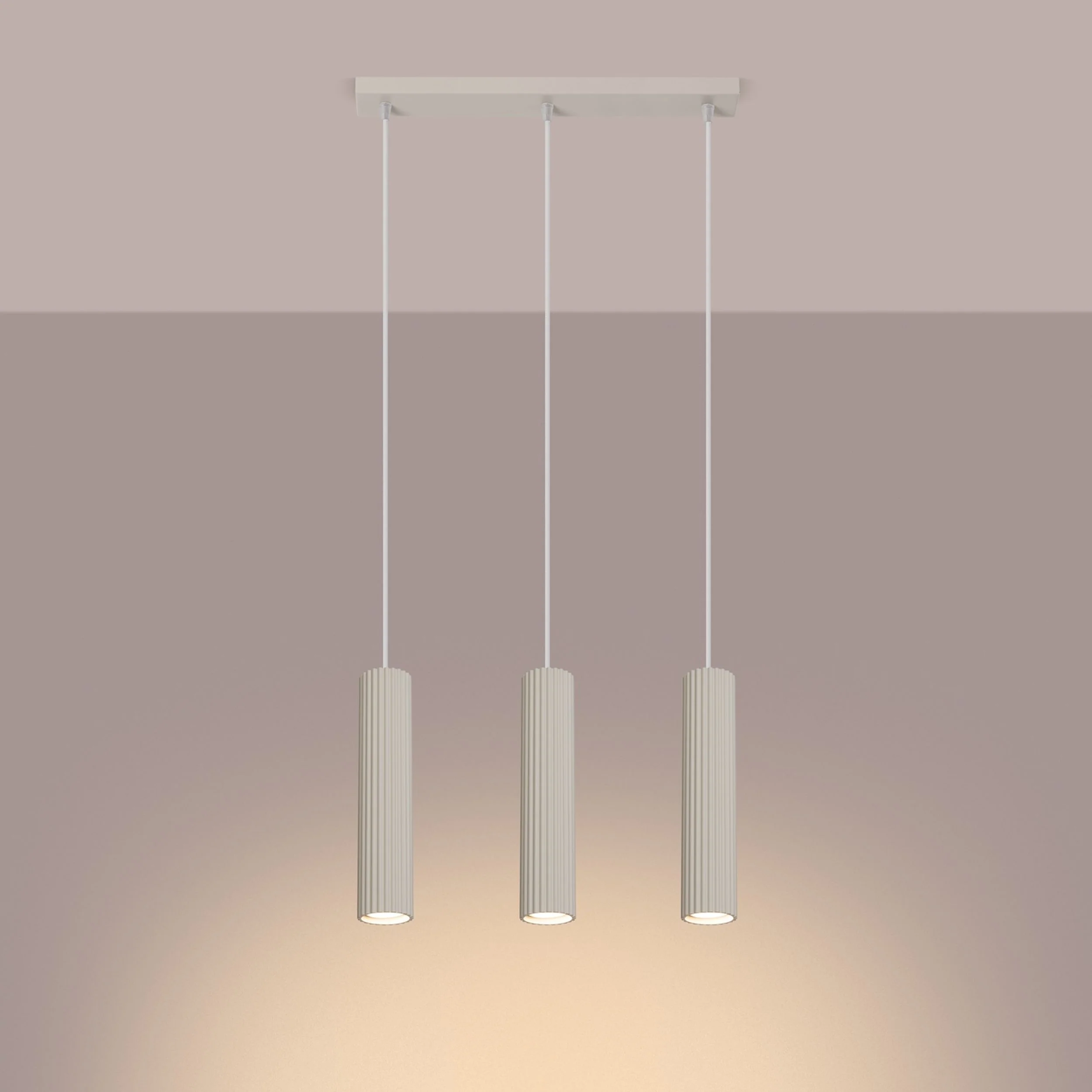 Lampa wisząca Karbon x3 beżowa - Image 3