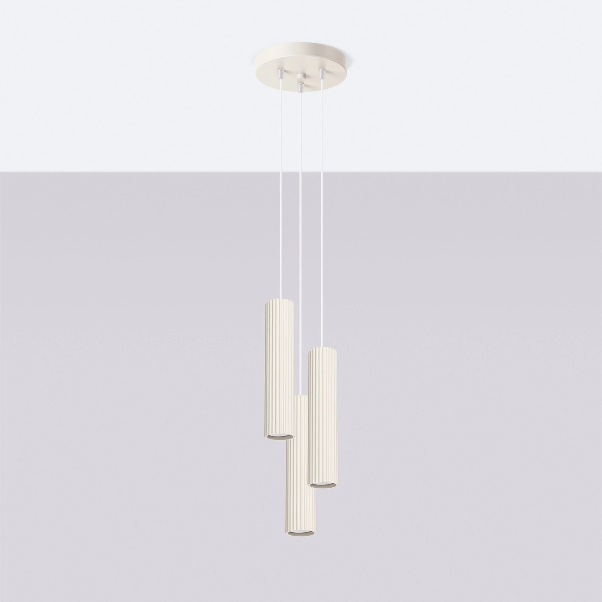 Lampa wisząca Karbon x3 beżowa na okrągłej podsufitce - Image 4