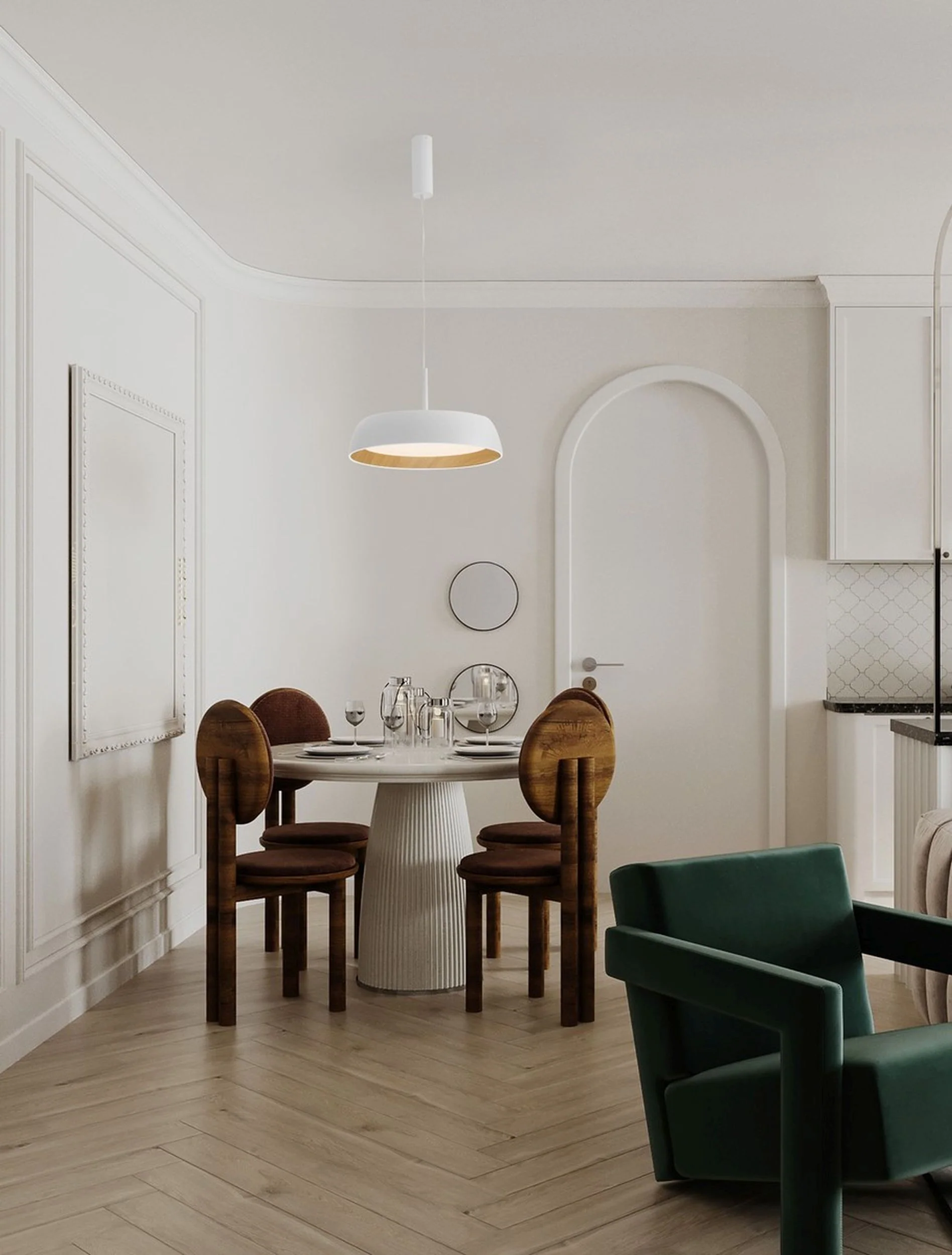 Lampa wisząca Kessov LED brązowo-biała - Image 2
