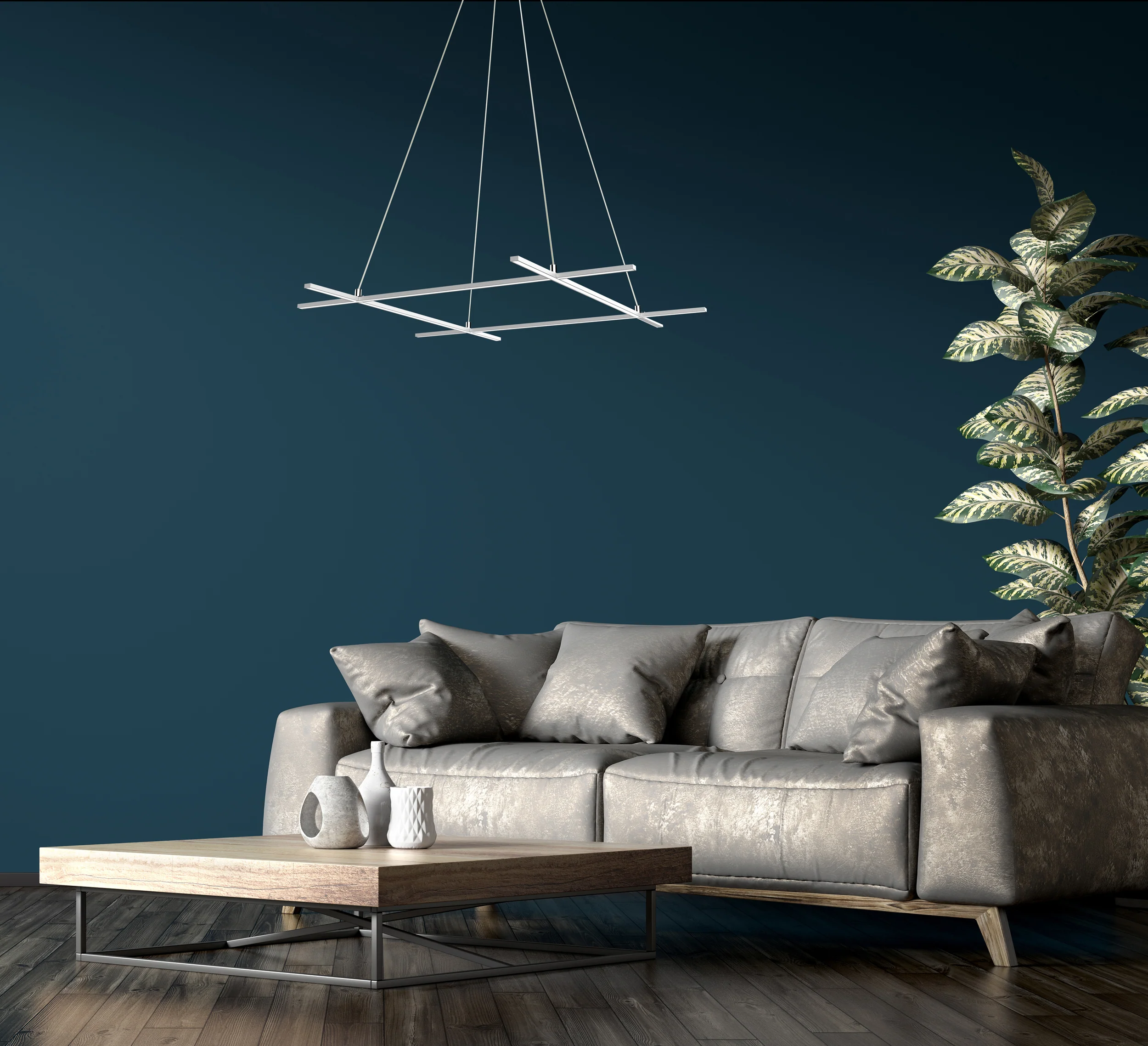 Lampa wisząca LED Andros 70x70 srebrna 4000K 40W - Image 3