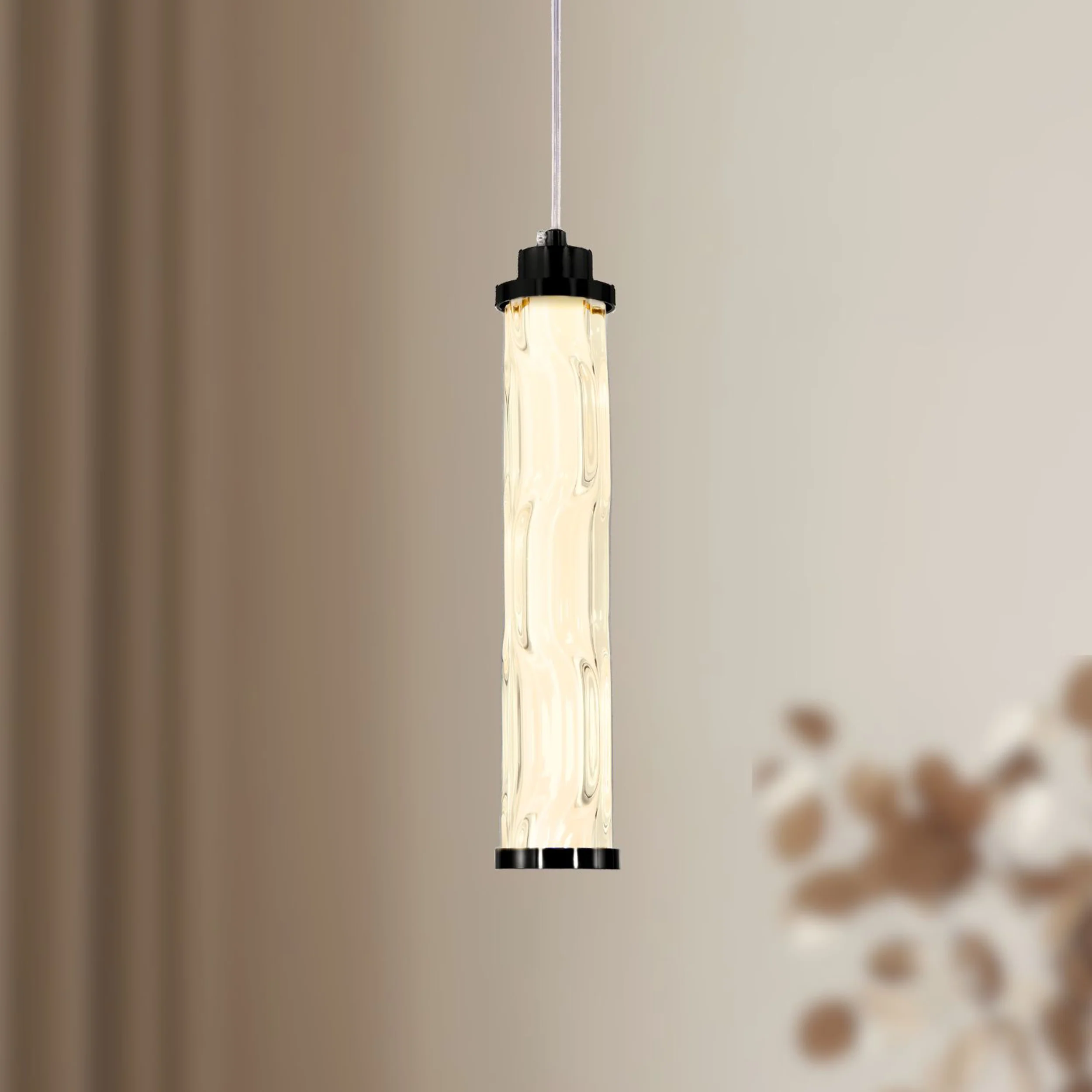 Lampa wisząca LED Corte czarna matowa 3000K 10W z bezbarwnym kloszem - Image 2