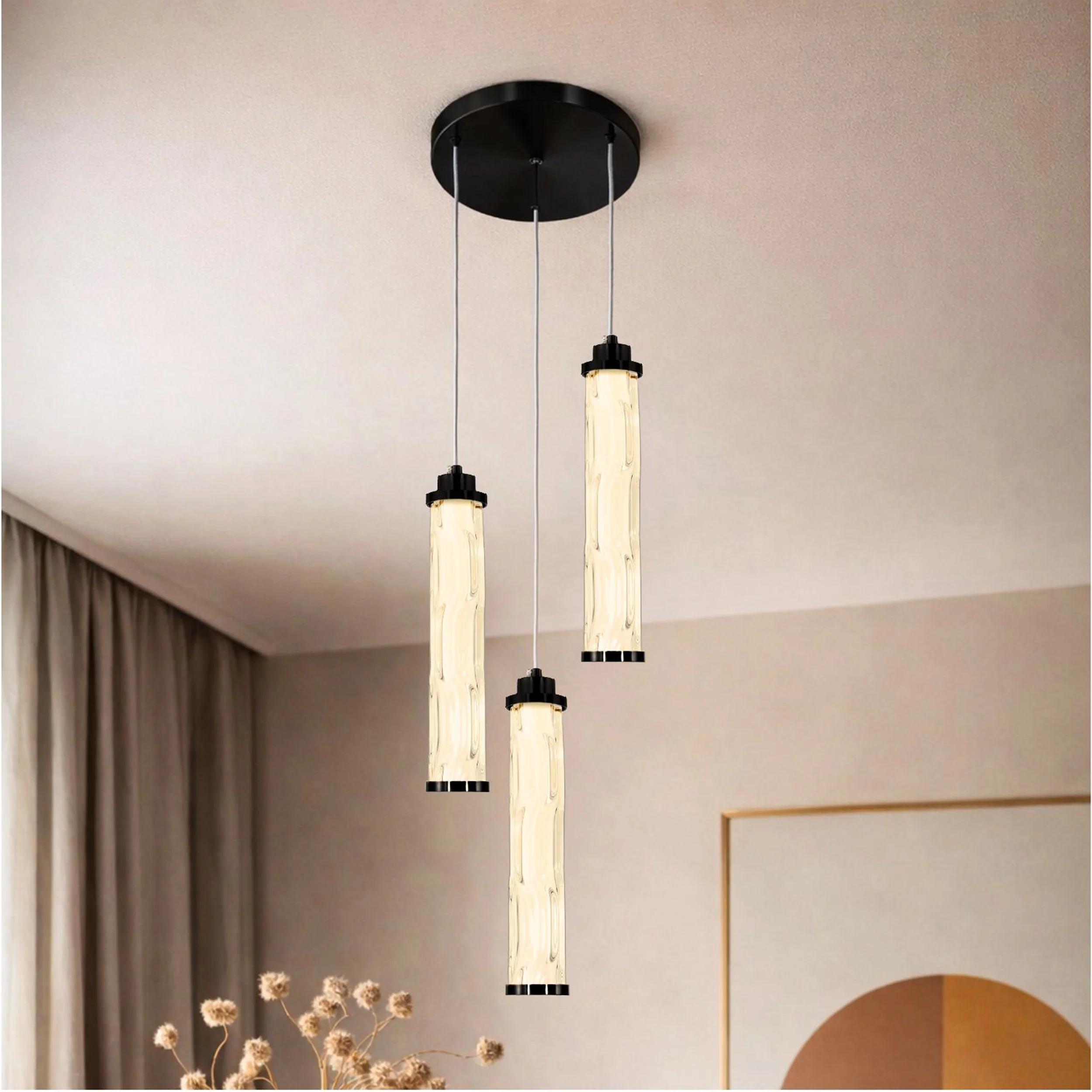 Lampa wisząca LED Corte czarna matowa 3000K 25W z bezbarwnym kloszem - Image 2