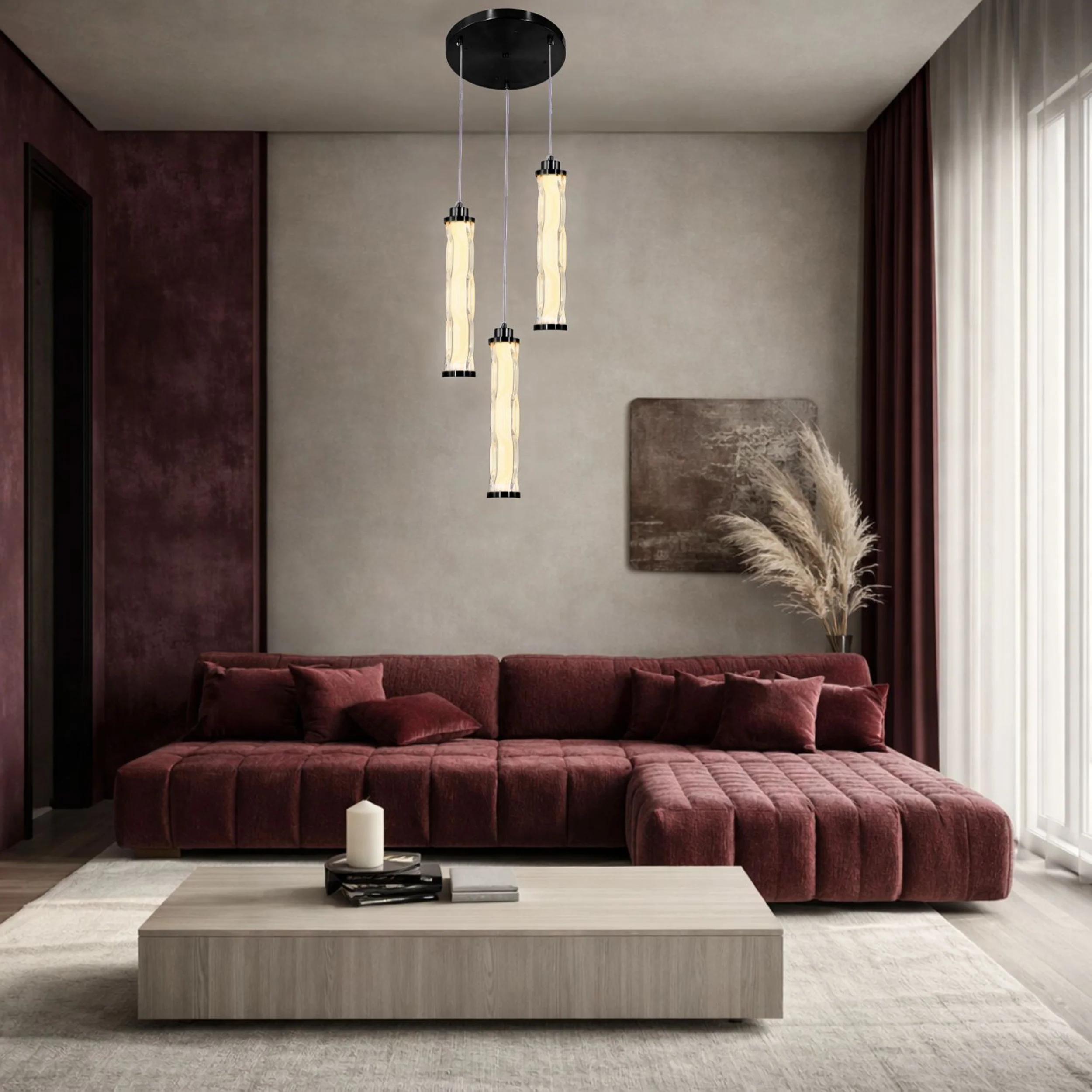 Lampa wisząca LED Corte czarna matowa 3000K 25W z bezbarwnym kloszem - Image 3