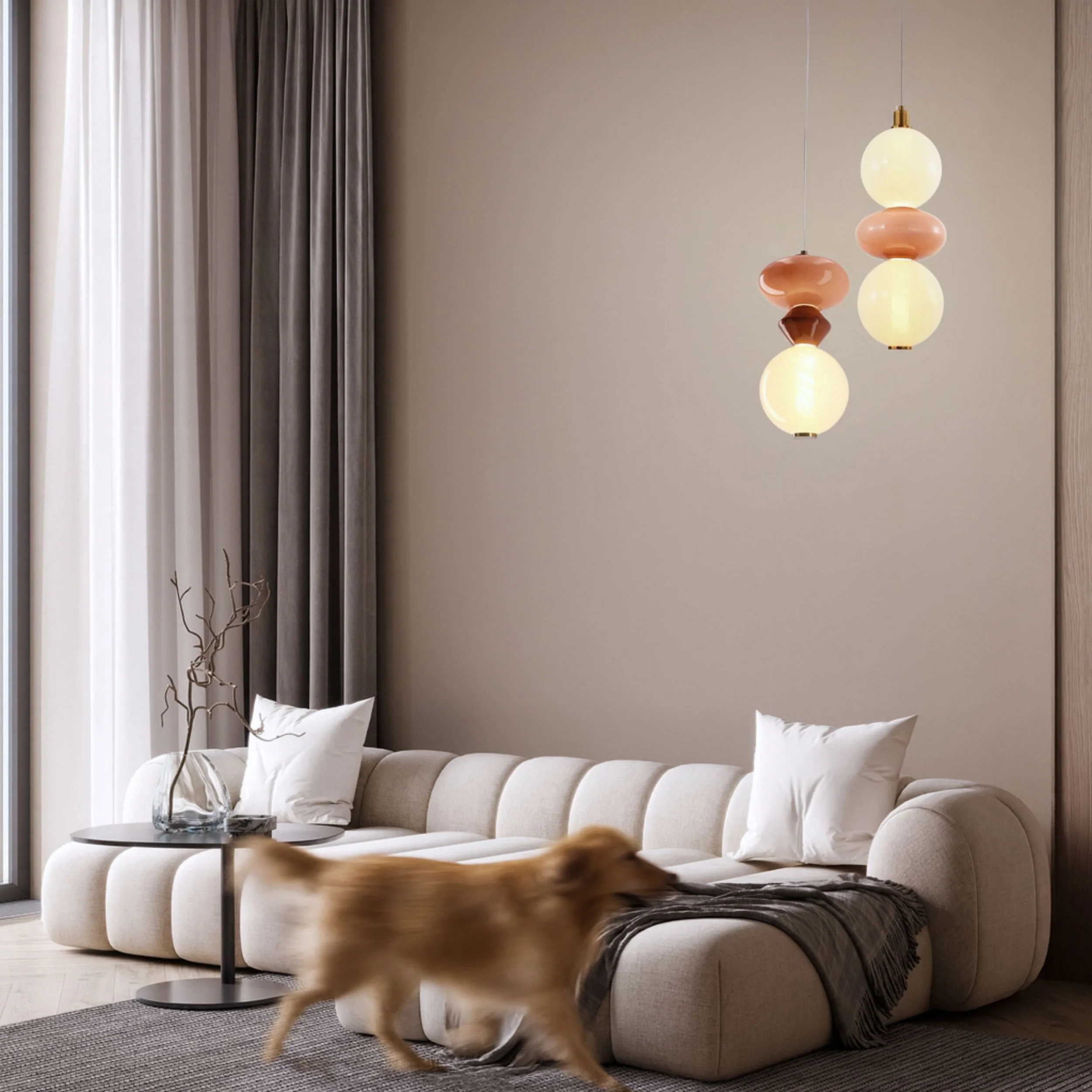 Lampa wisząca LED Flores brązowo-pomarańczowa 3000K 10W z białym kloszem - Image 3