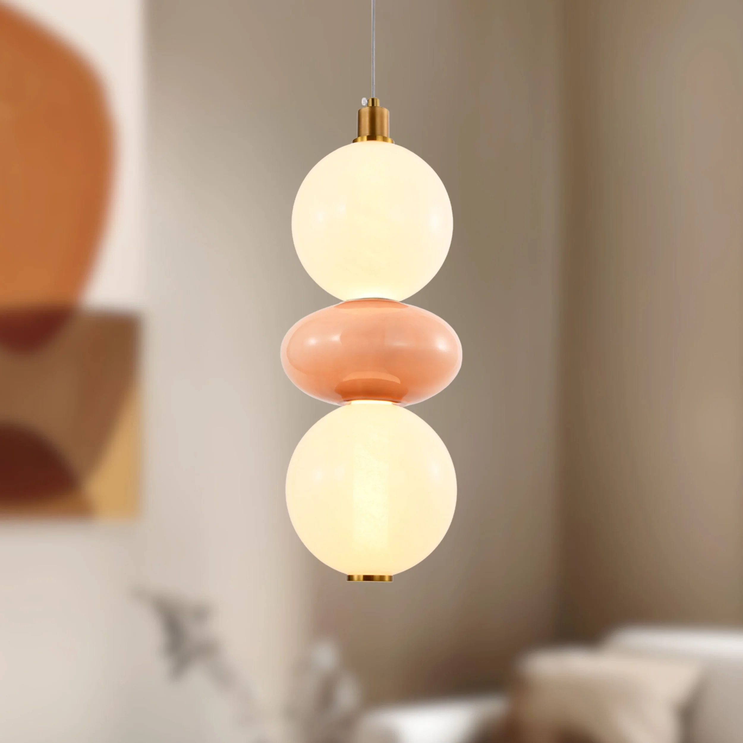 Lampa wisząca LED Flores mosiężno-brązowa 3000K 12W z białym kloszem - Image 4
