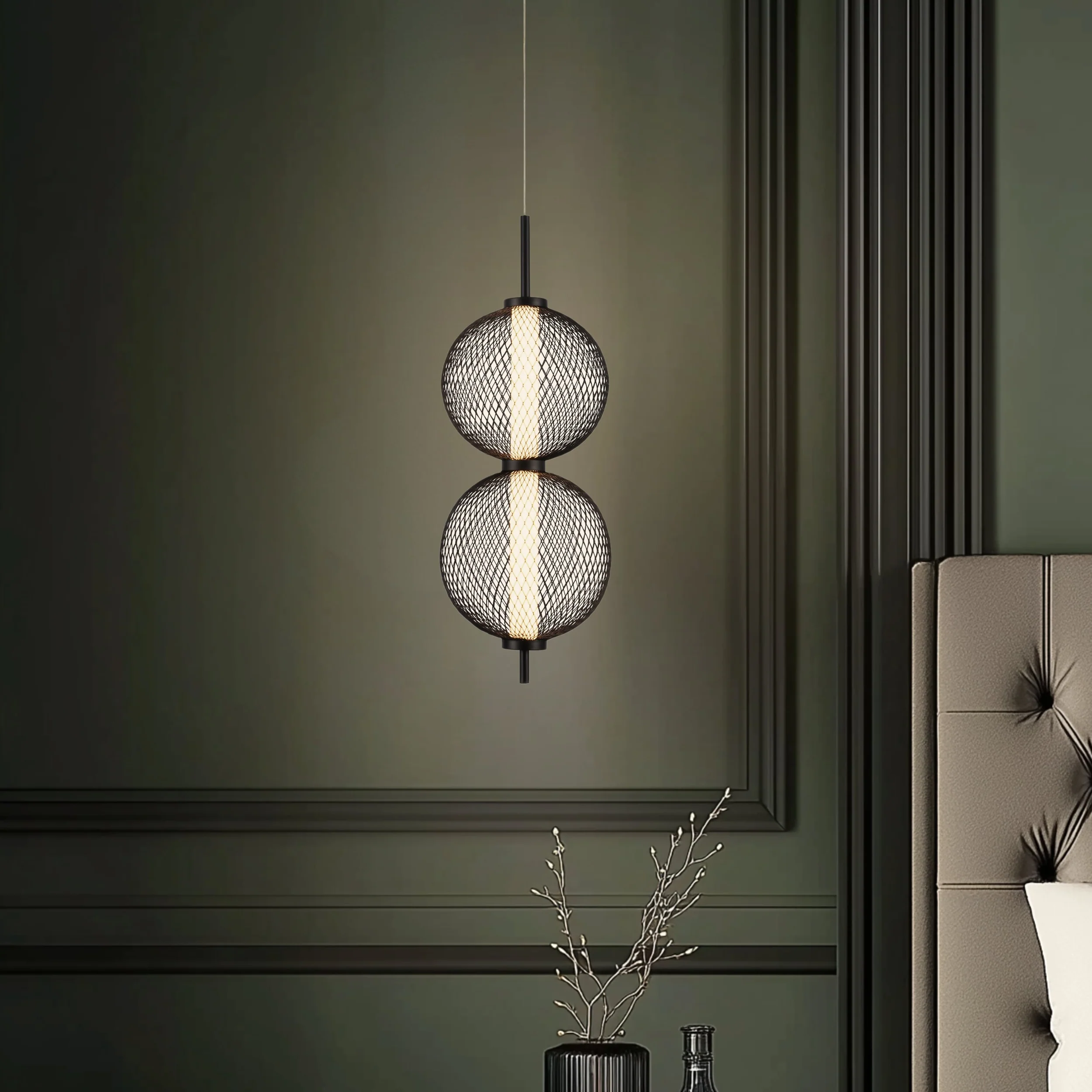 Lampa Wisząca LED Puma x2 14 cm czarna - Image 2