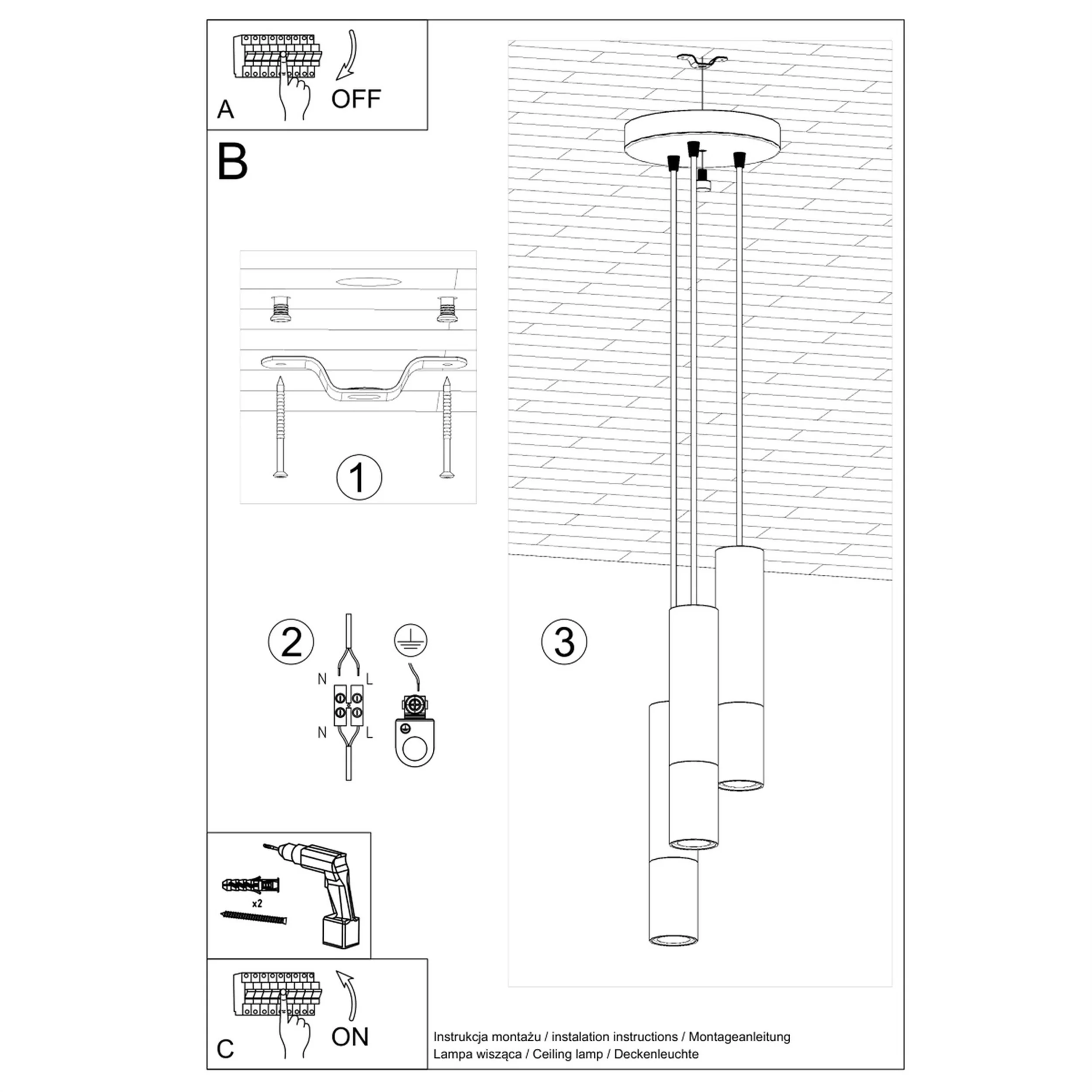 Lampa wisząca Loopez x3 czerń/miedź na okrągłej podsufitce - Image 5